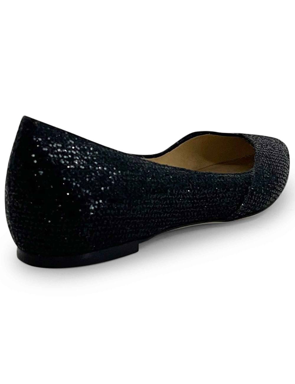 L'ARIANNA Ballerine bl1466 da donna in tessuto glitter moon nero con tacco basso l'arianna Pezzi Unici