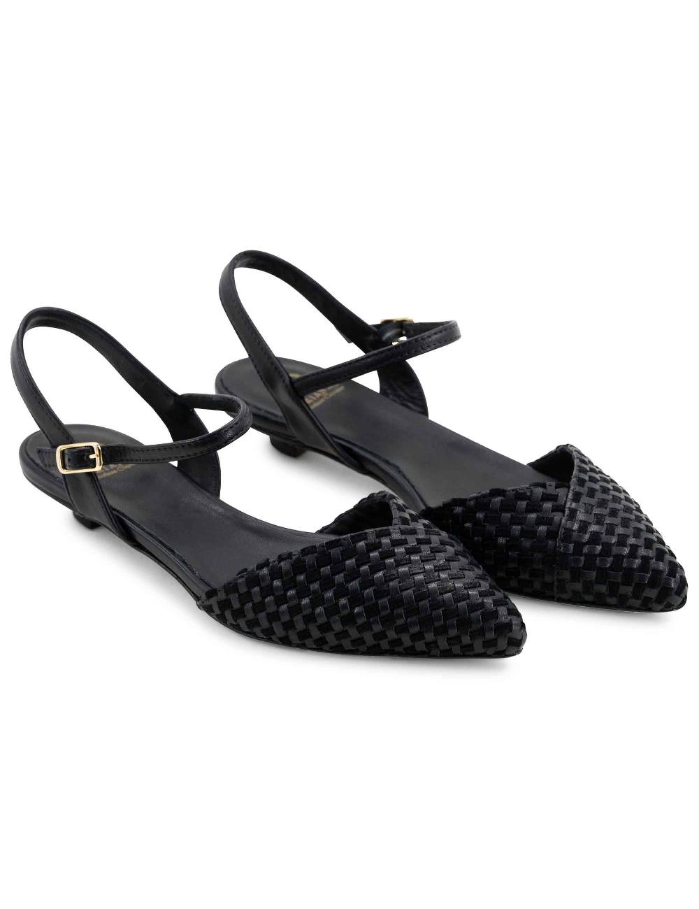 L'ARIANNA Ballerine BL1488/rt da donna in camoscio e pelle nera con cinturino alla caviglia L'Arianna Acquista Ora