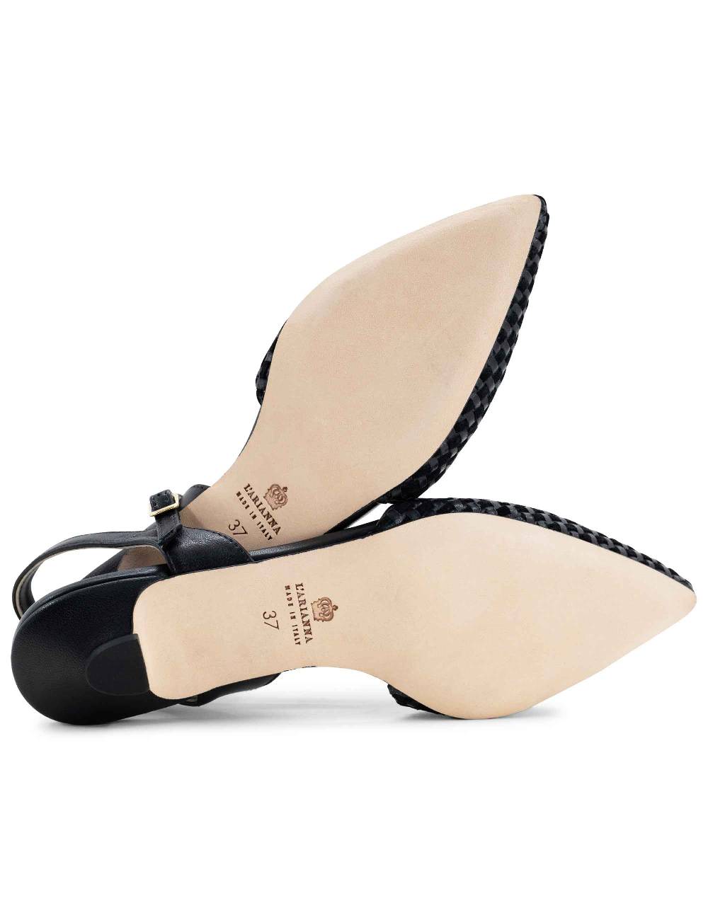 L'ARIANNA Ballerine BL1488/rt da donna in camoscio e pelle nera con cinturino alla caviglia L'Arianna Acquista Ora