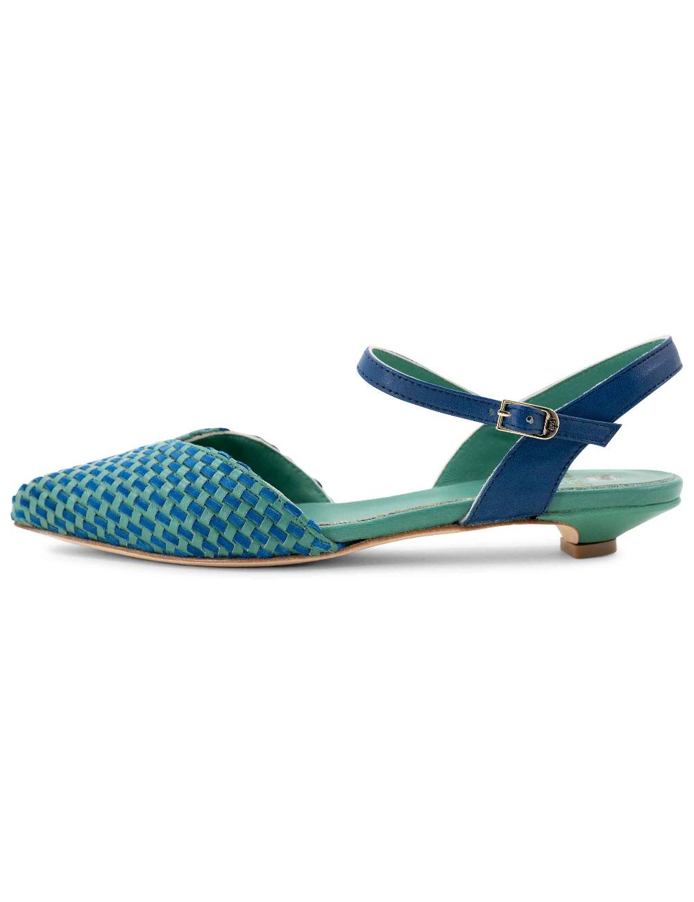 L'ARIANNA Ballerine BL1488/rt da donna in pelle verde e camoscio oceano con cinturino alla caviglia L'Arianna Consegna Veloce