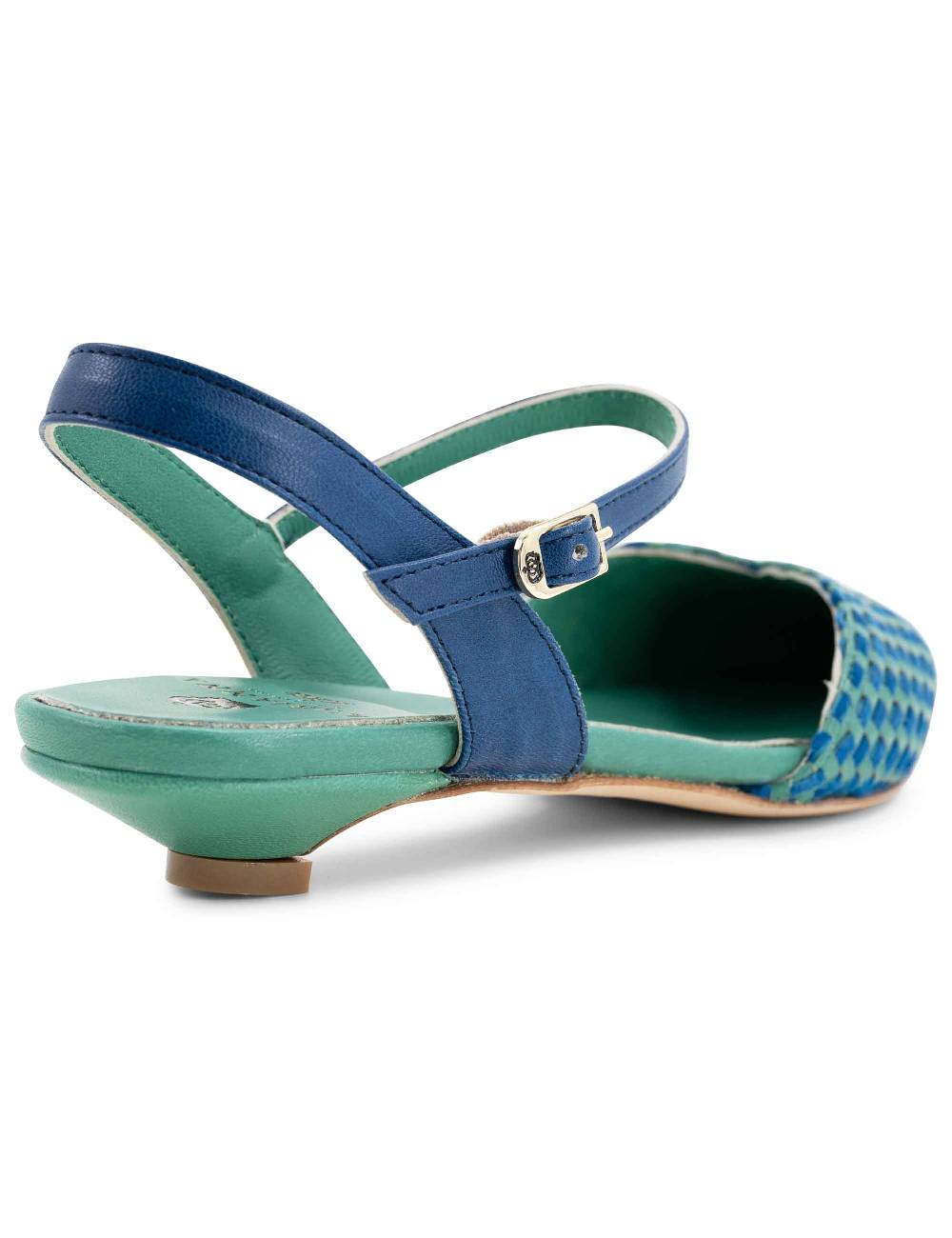 L'ARIANNA Ballerine BL1488/rt da donna in pelle verde e camoscio oceano con cinturino alla caviglia L'Arianna Consegna Veloce