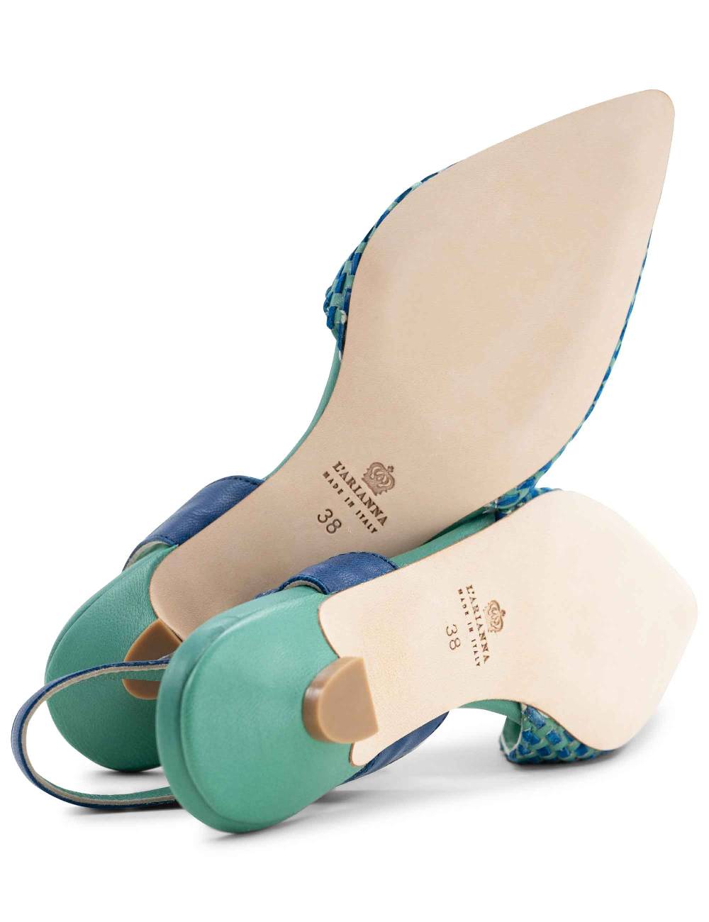 L'ARIANNA Ballerine BL1488/rt da donna in pelle verde e camoscio oceano con cinturino alla caviglia L'Arianna Consegna Veloce