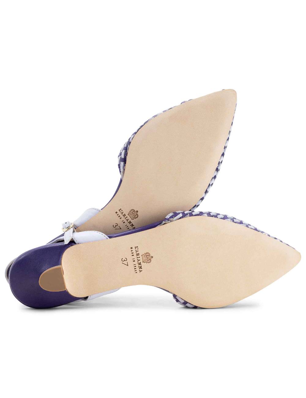L'ARIANNA Ballerine BL1488/rt da donna in pelle viola e camoscio perla con cinturino alla caviglia Promozione Limitata