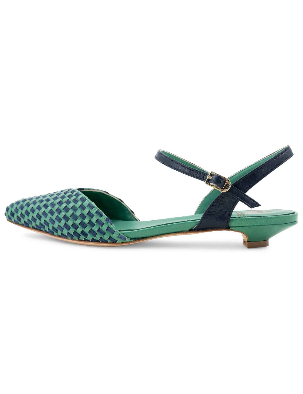 L'ARIANNA Ballerine BL1488/rt da donna in pelle verde e camoscio abisso con cinturino alla caviglia L'Arianna Shopping Online