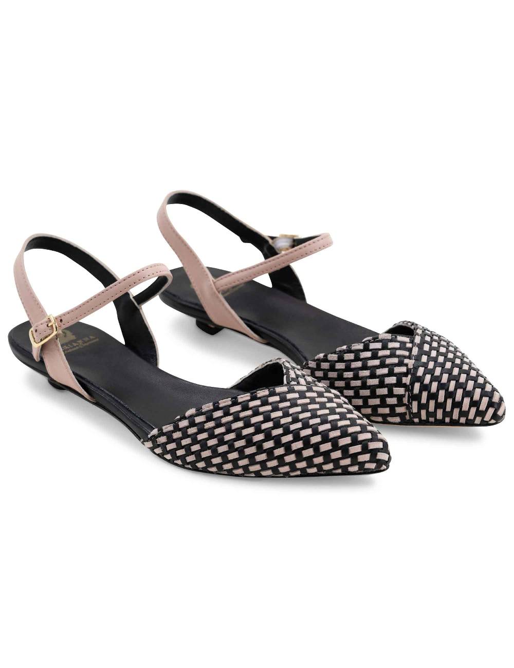 L'ARIANNA Ballerine BL1488/rt da donna in camoscio nero e couture con cinturino alla caviglia Affare Del Giorno