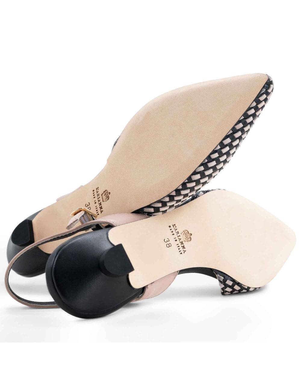L'ARIANNA Ballerine BL1488/rt da donna in camoscio nero e couture con cinturino alla caviglia Affare Del Giorno