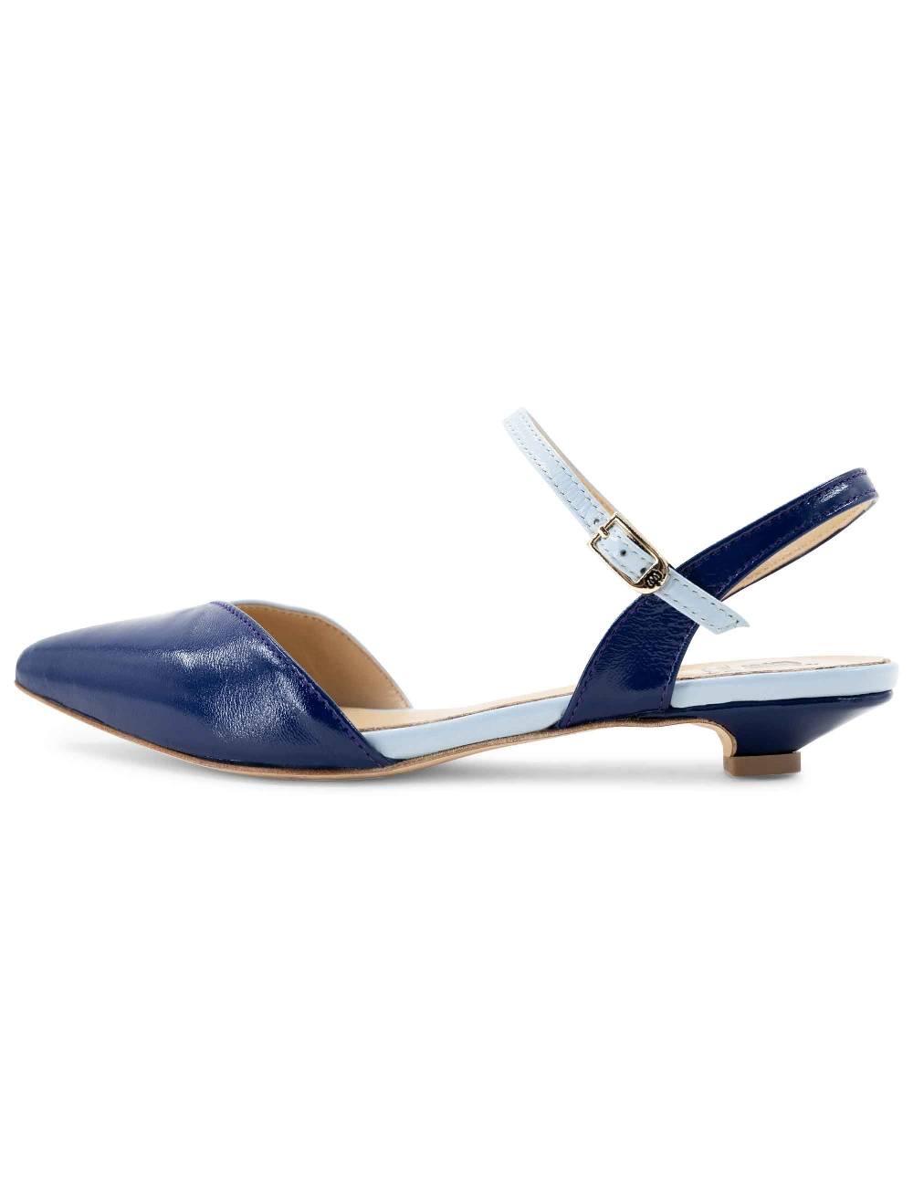 L'ARIANNA Ballerine BL1413/rt da donna in pelle blu punta chiusa con cinturino alla caviglia L'Arianna Prezzo Ridotto