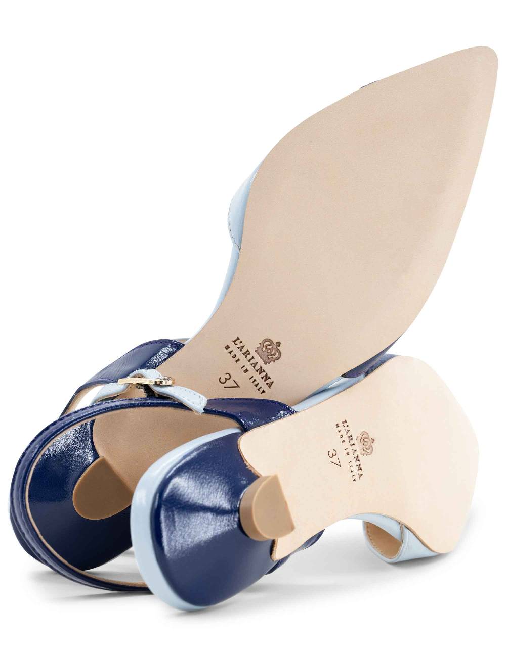 L'ARIANNA Ballerine BL1413/rt da donna in pelle blu punta chiusa con cinturino alla caviglia L'Arianna Prezzo Ridotto