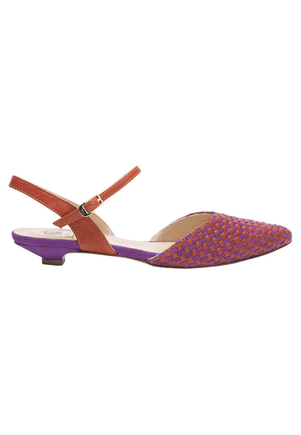 L'ARIANNA Ballerine BL1488/rt da donna in camoscio mattone e viola con cinturino alla caviglia