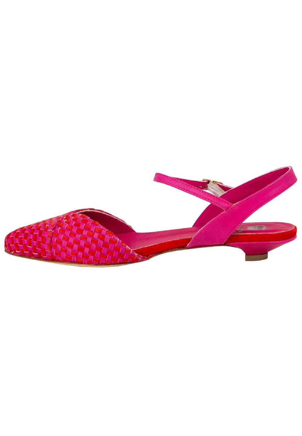 L'ARIANNA Ballerine BL1488/rt da donna in camoscio fucsia e rosso con cinturino alla caviglia Presa