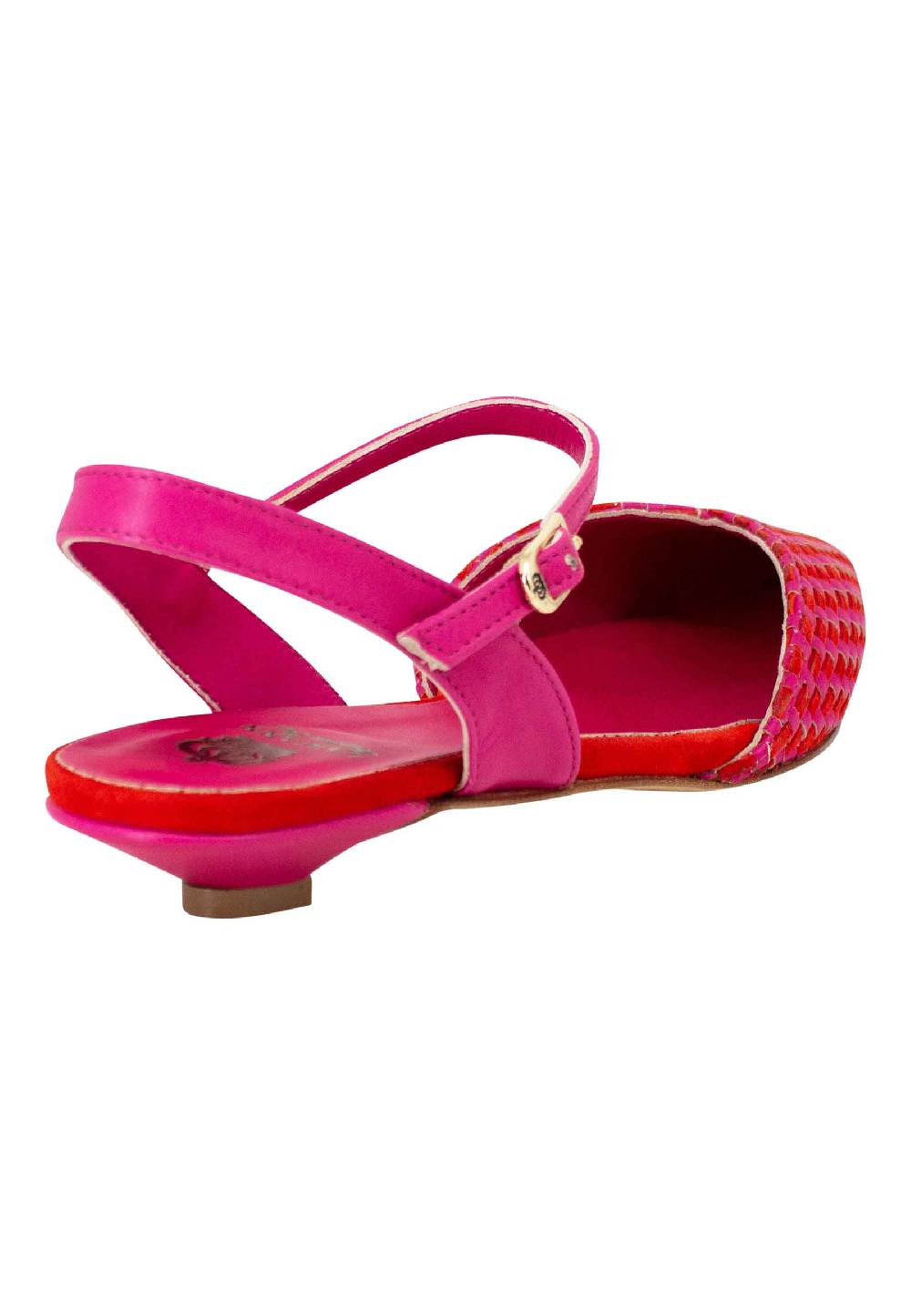 L'ARIANNA Ballerine BL1488/rt da donna in camoscio fucsia e rosso con cinturino alla caviglia Presa