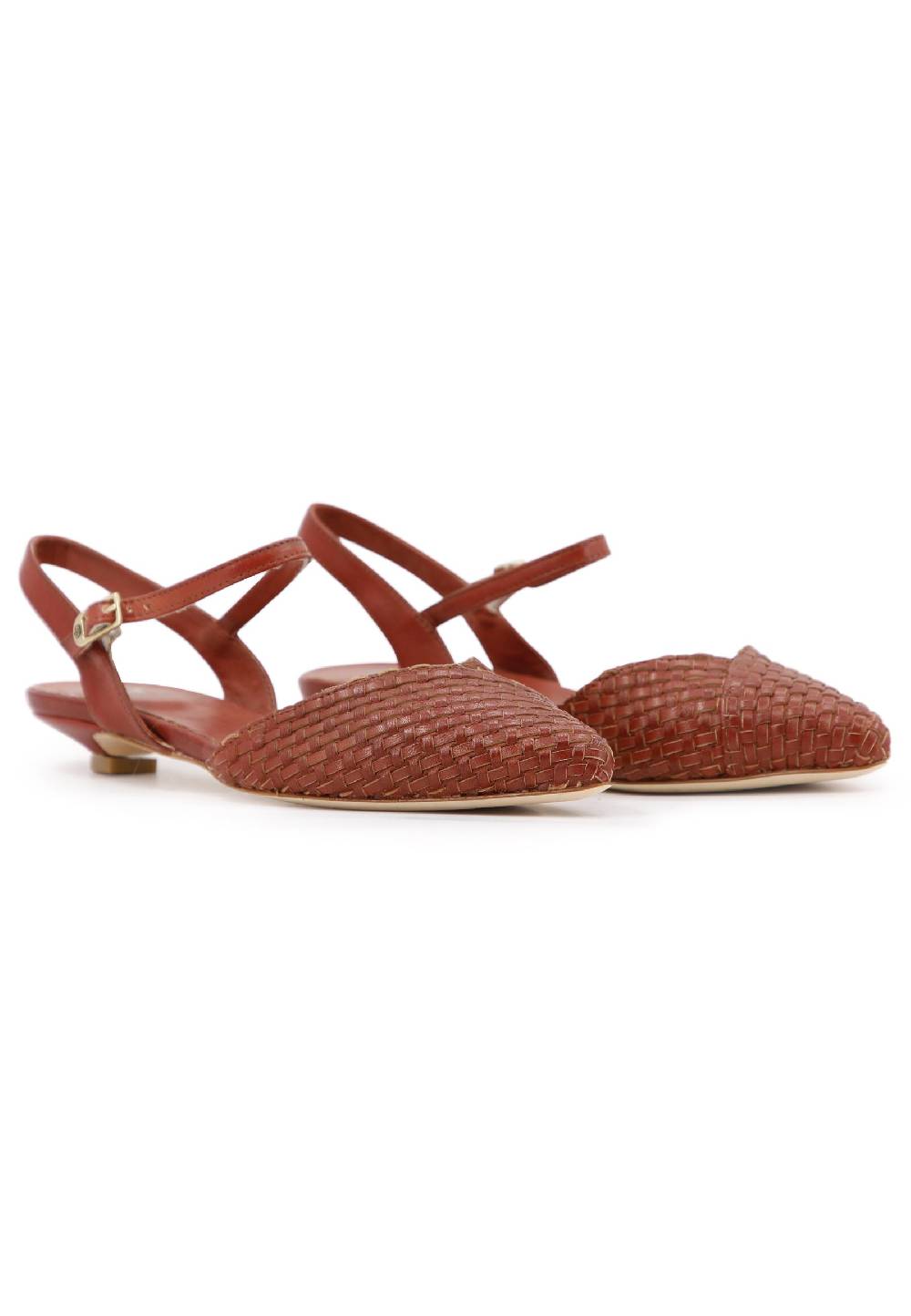 L'ARIANNA Ballerine BL1488/rt da donna in camoscio mattone con cinturino alla caviglia Sconto