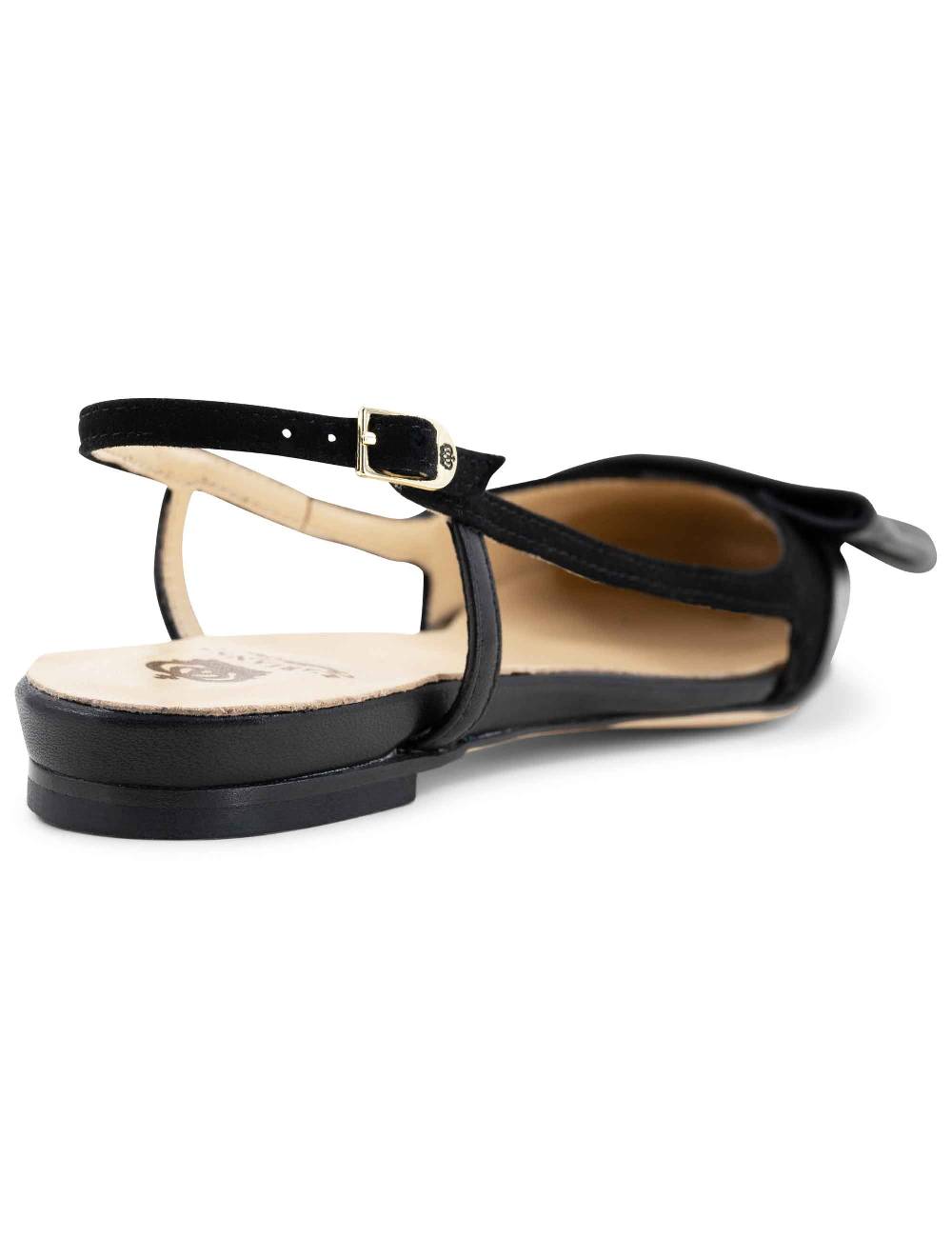L'ARIANNA BALLERINE CH1626 IN PELLE E CAMOSCIO NERO DA DONNA CON TACCO BASSO E CINTURINO SLINGBACK L'ARIANNA Economico