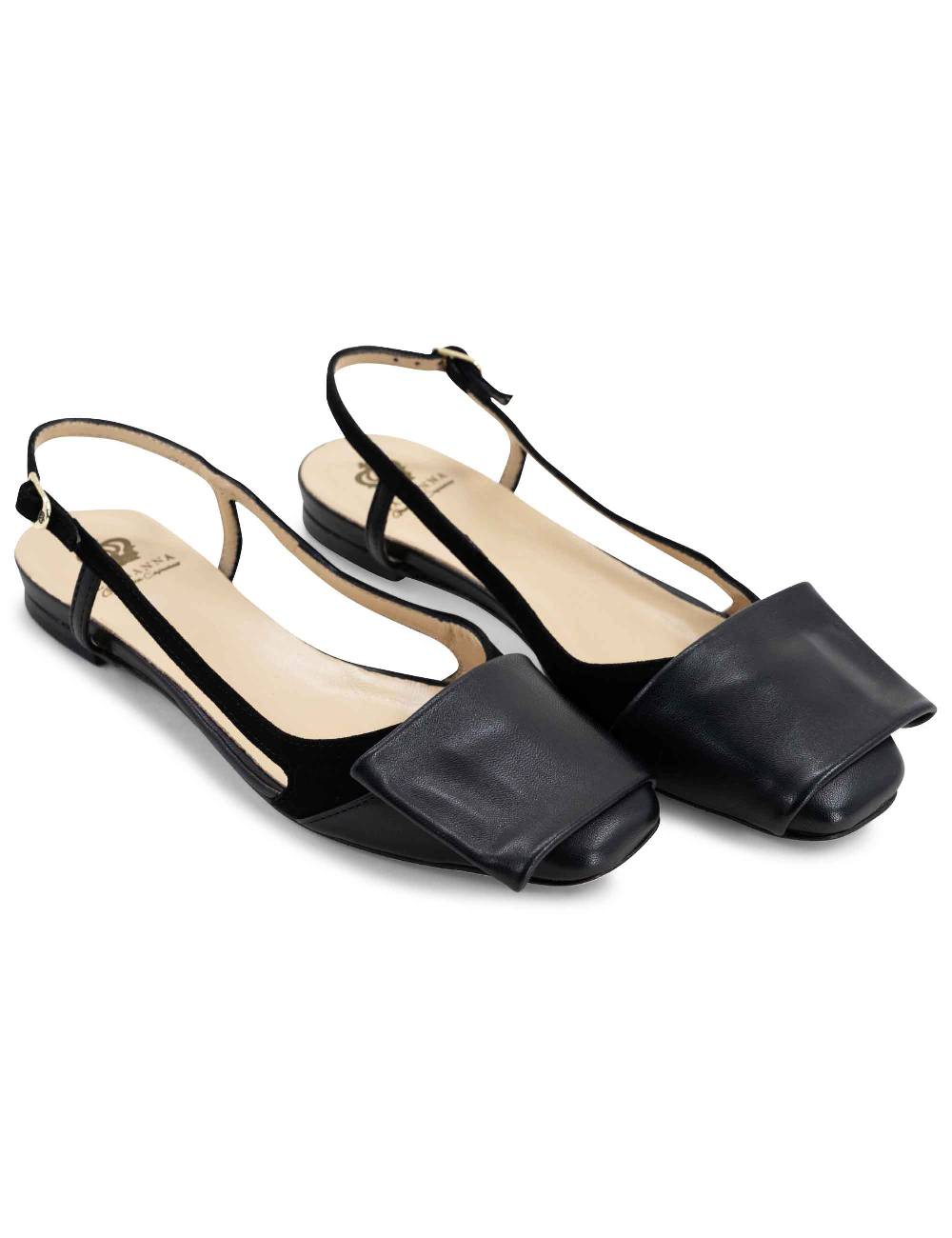L'ARIANNA BALLERINE CH1626 IN PELLE E CAMOSCIO NERO DA DONNA CON TACCO BASSO E CINTURINO SLINGBACK L'ARIANNA Economico