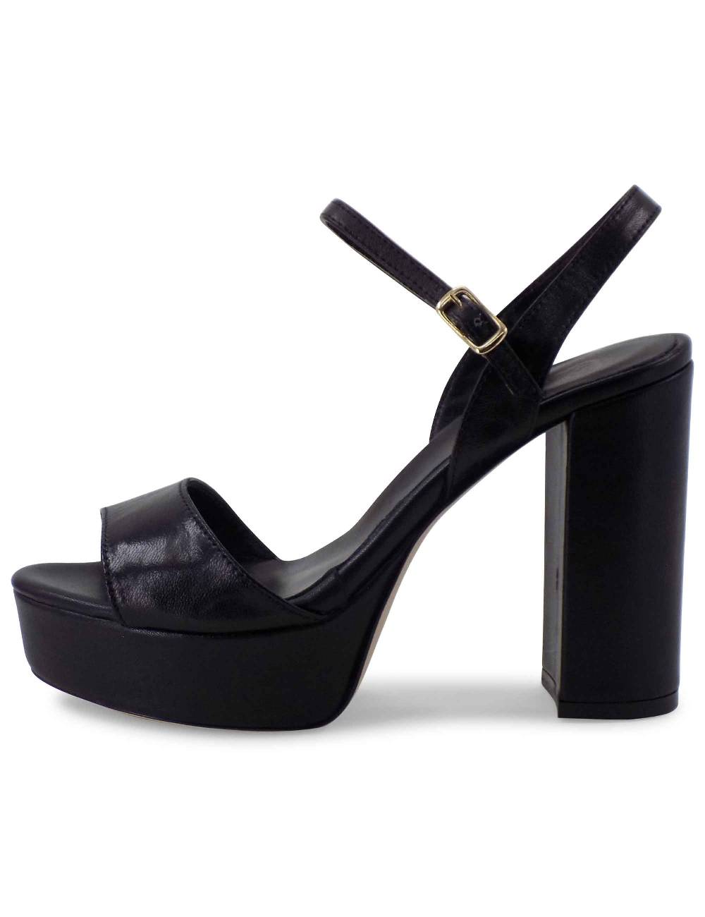 L'ARIANNA Sandali DS1610 donna in pelle nera con tacco alto e plateau rivestiti tono su tono Saldi