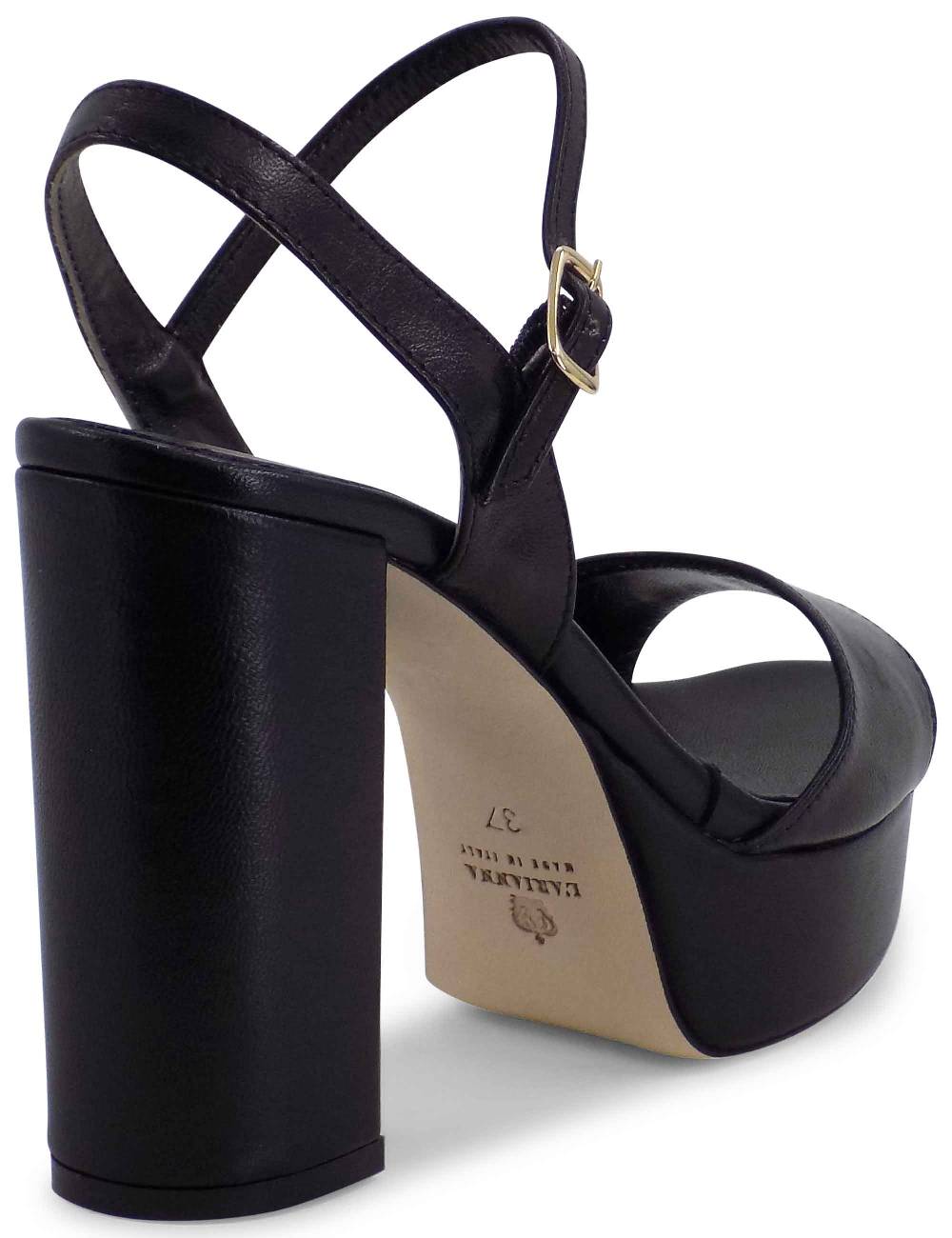 L'ARIANNA Sandali DS1610 donna in pelle nera con tacco alto e plateau rivestiti tono su tono Saldi