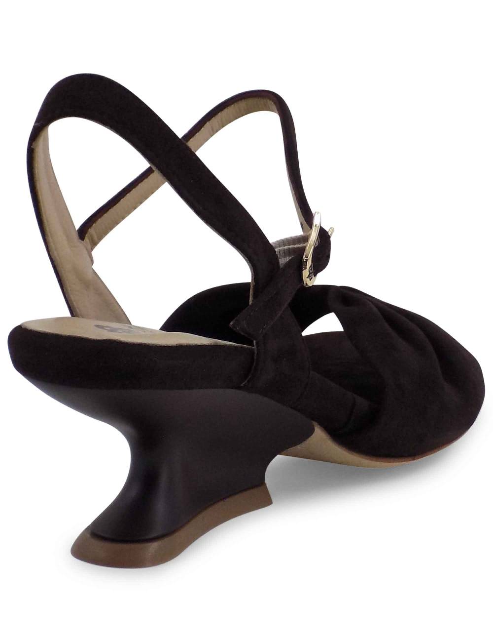 L'ARIANNA Sandali ds1736/z in camoscio testa di moro con tacco a zeppa Offerte