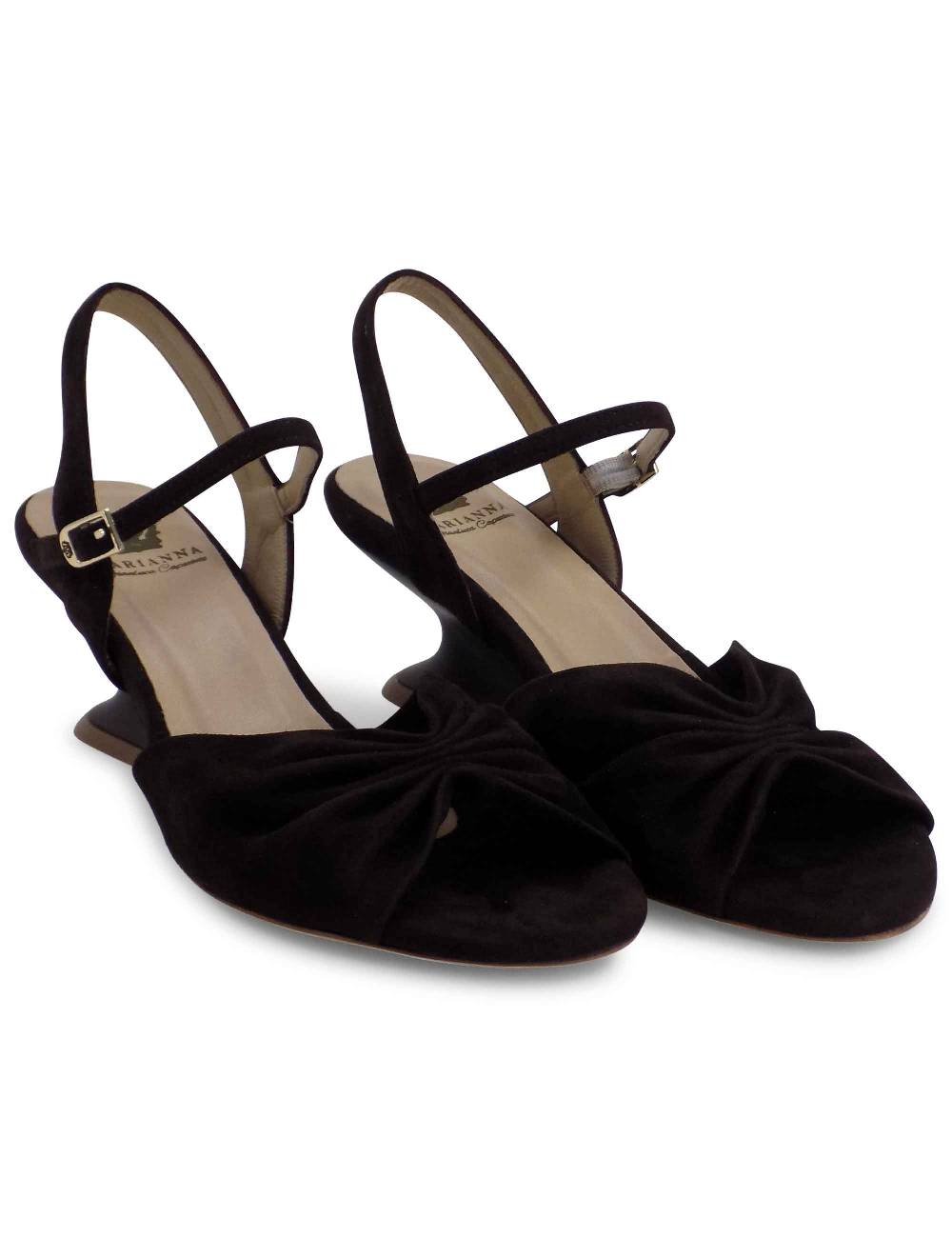 L'ARIANNA Sandali ds1736/z in camoscio testa di moro con tacco a zeppa Offerte