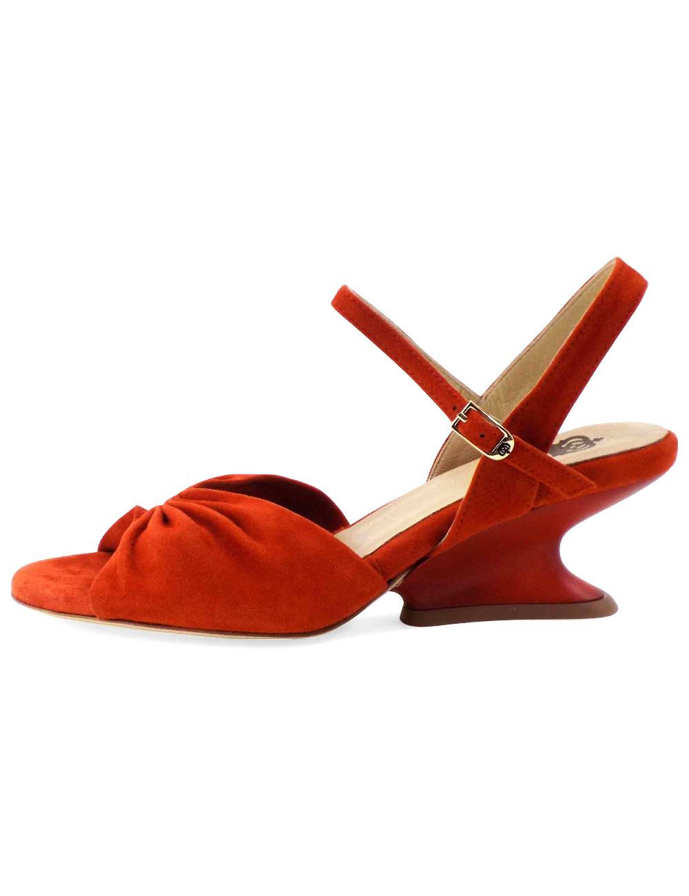 L'ARIANNA Sandali ds1736/z in camoscio arancione con tacco a zeppa Hotsell