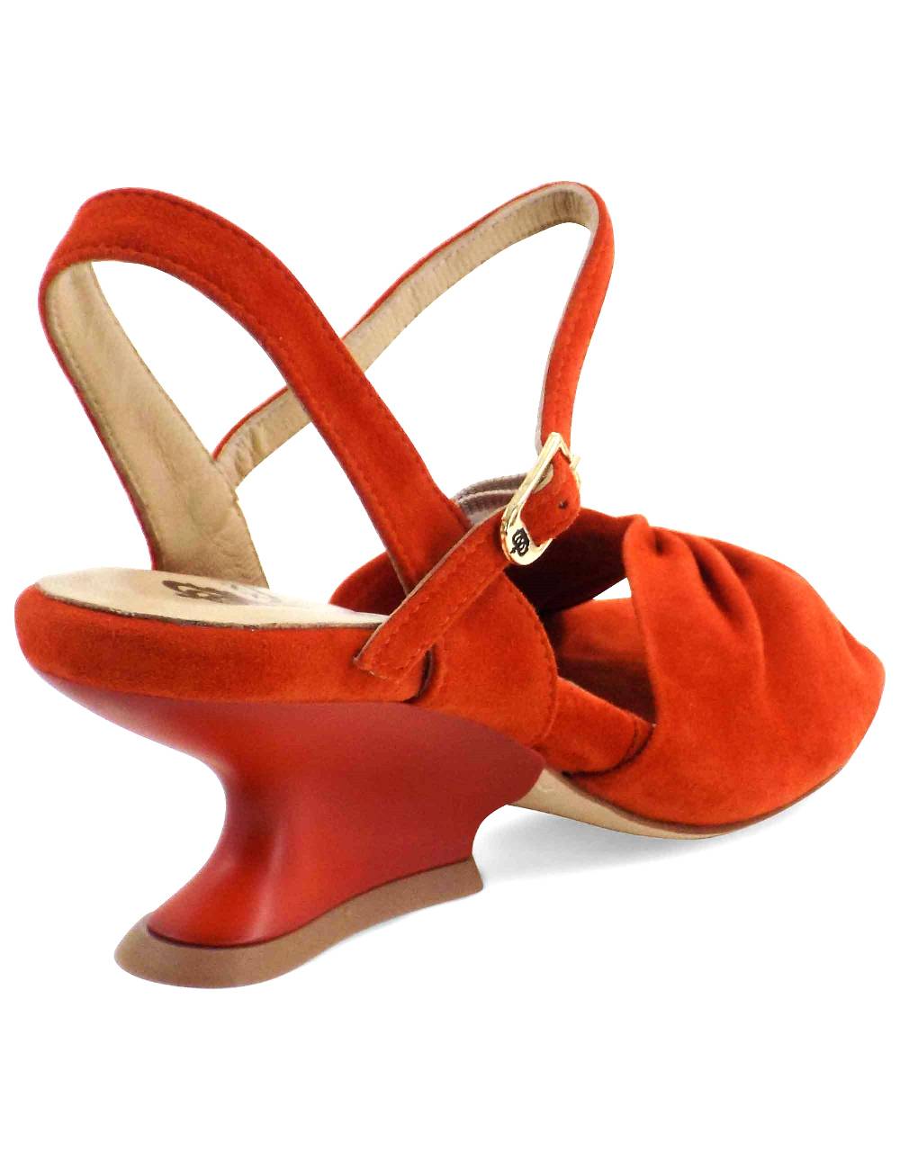 L'ARIANNA Sandali ds1736/z in camoscio arancione con tacco a zeppa Hotsell