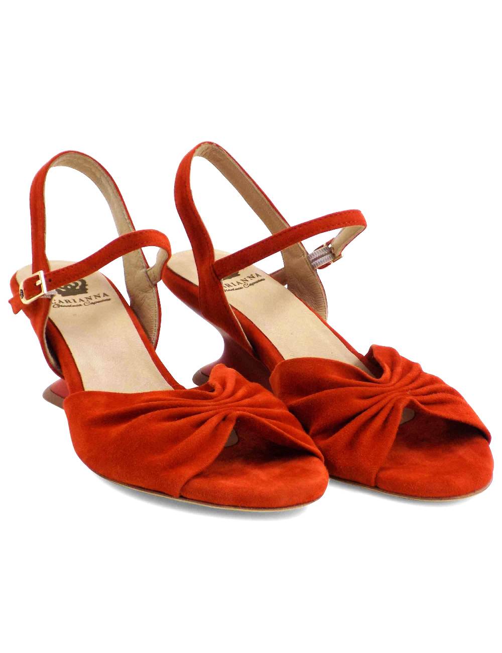 L'ARIANNA Sandali ds1736/z in camoscio arancione con tacco a zeppa Hotsell