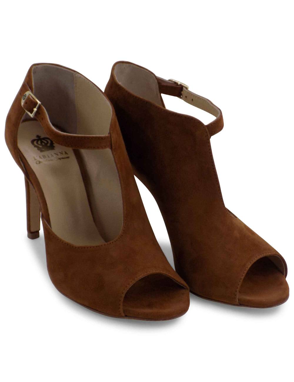 L'ARIANNA sandali open toe sp8000 donna in camoscio color cuoio tacco alto Vendita Economica