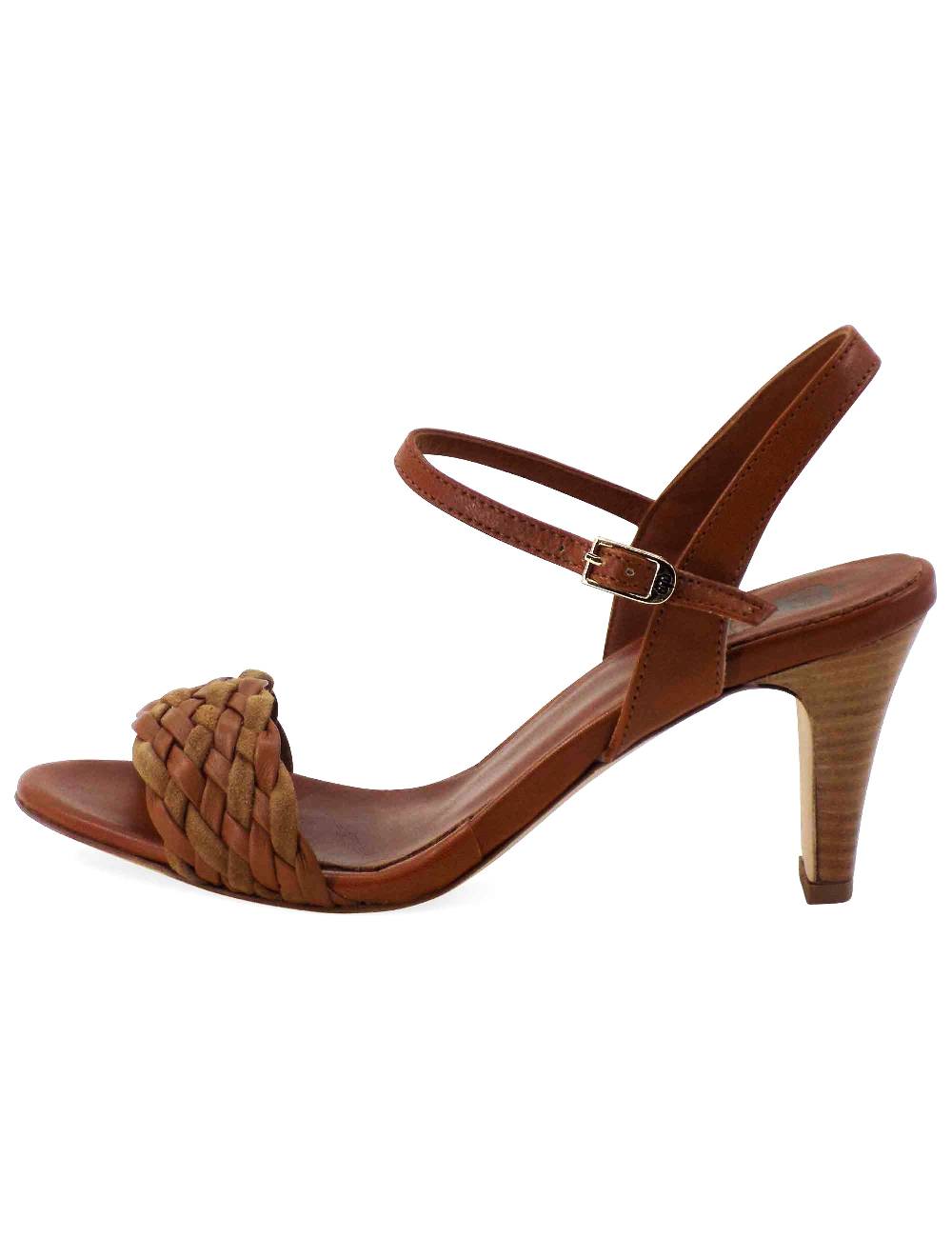 L'ARIANNA Sandali Ds1733/c donna in cuoio con cinturino alla caviglia e fascia intrecciata anteriore in cuoio e camoscio Saldi Di Fabbrica