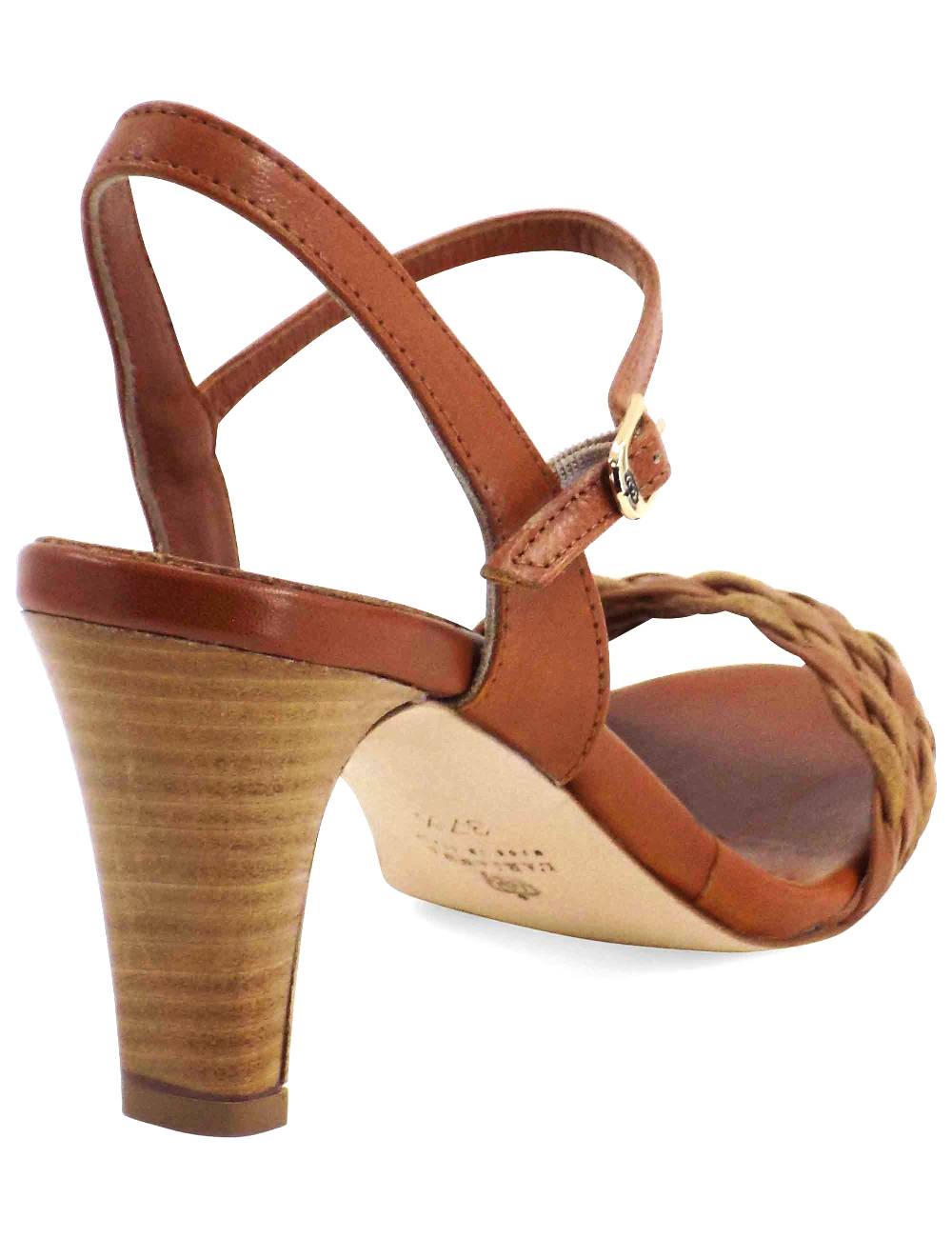 L'ARIANNA Sandali Ds1733/c donna in cuoio con cinturino alla caviglia e fascia intrecciata anteriore in cuoio e camoscio Saldi Di Fabbrica
