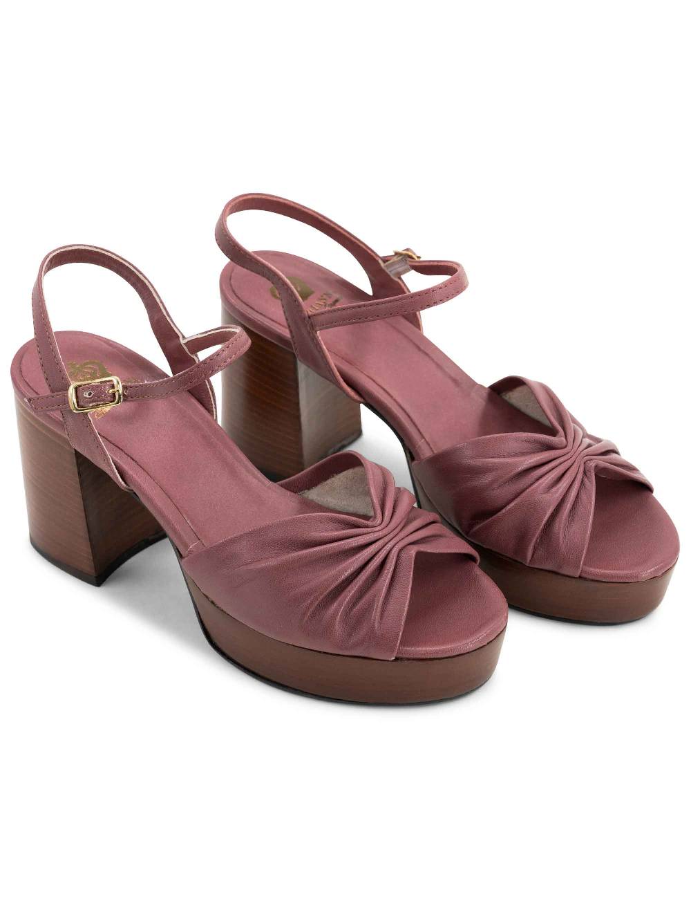 L'ARIANNA Sandali ds1648 da donna in pelle couture con tacco e plateau in cuoio L'Arianna I Più Venduti
