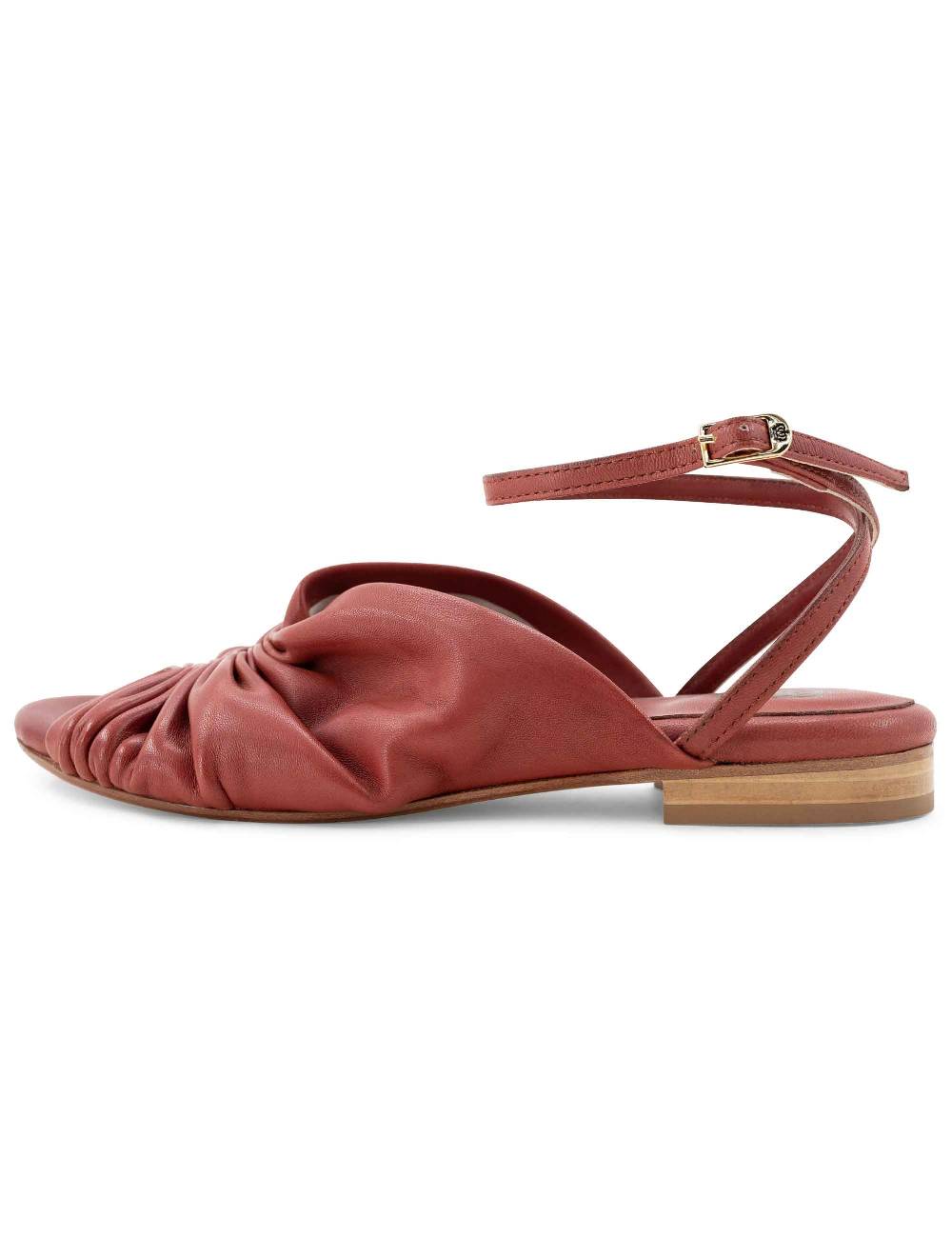 L'ARIANNA sandalo sp1512 da donna in pelle color mattone, plissè e laccio alla caviglia Vendite Flash