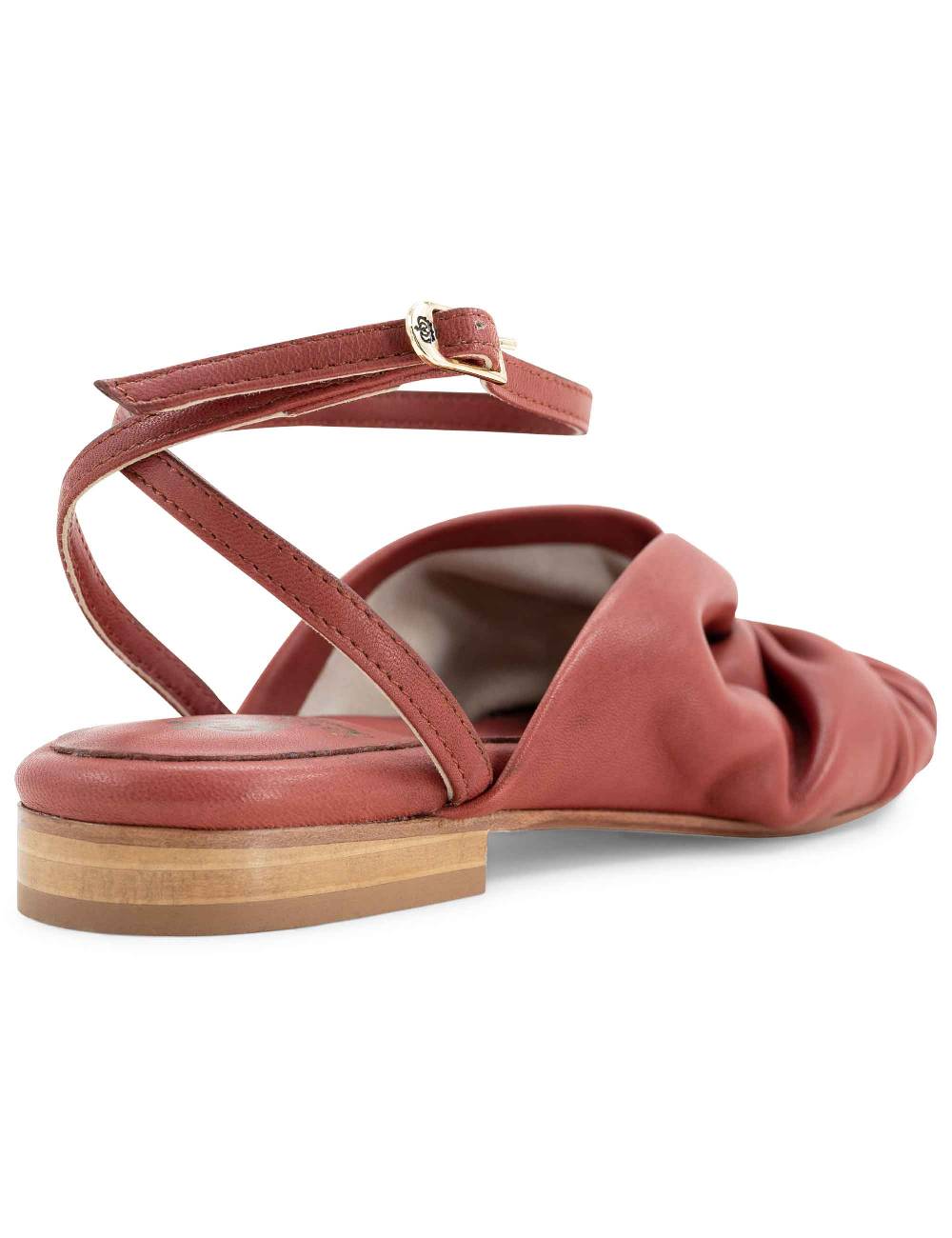 L'ARIANNA sandalo sp1512 da donna in pelle color mattone, plissè e laccio alla caviglia Vendite Flash