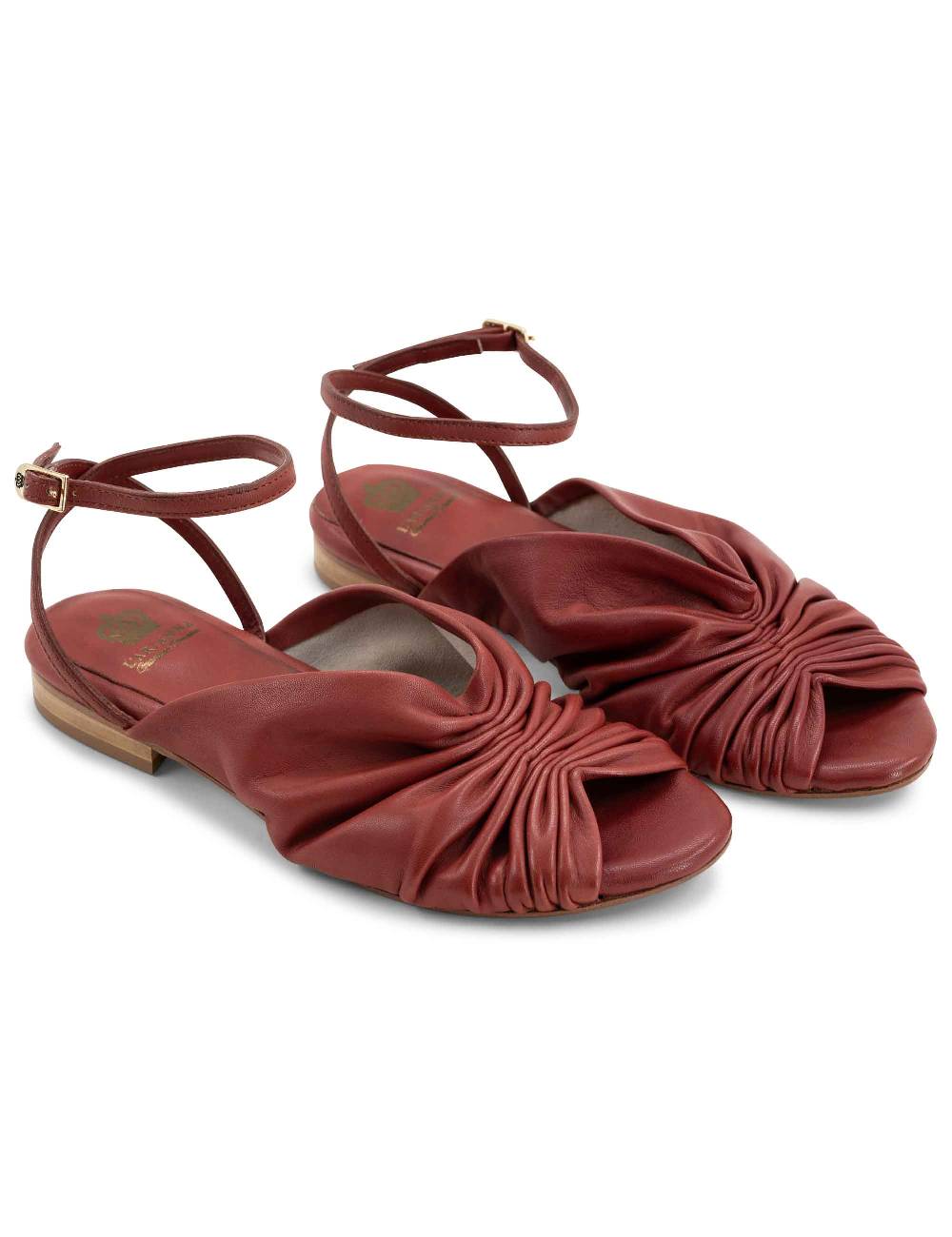 L'ARIANNA sandalo sp1512 da donna in pelle color mattone, plissè e laccio alla caviglia Vendite Flash