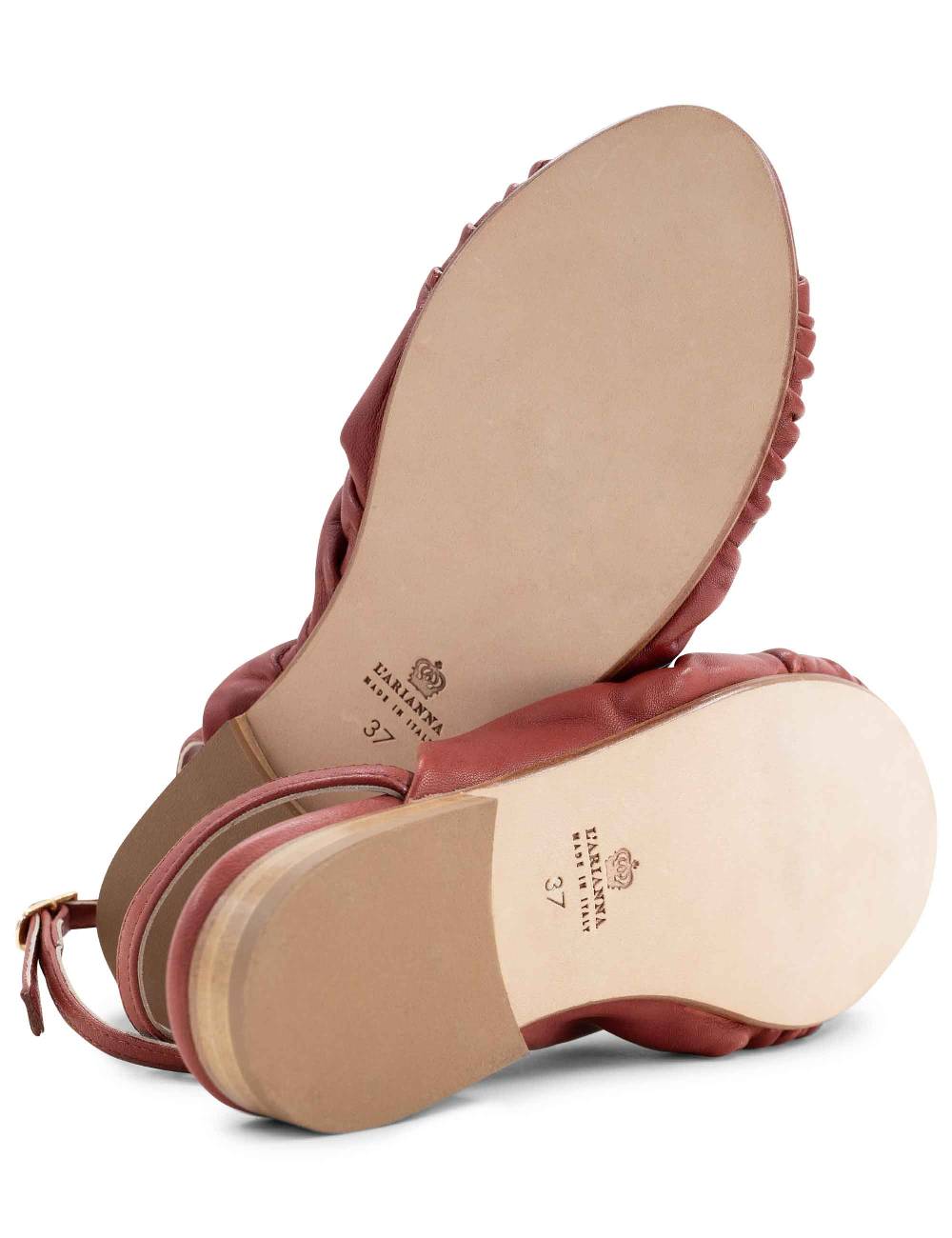 L'ARIANNA sandalo sp1512 da donna in pelle color mattone, plissè e laccio alla caviglia Vendite Flash