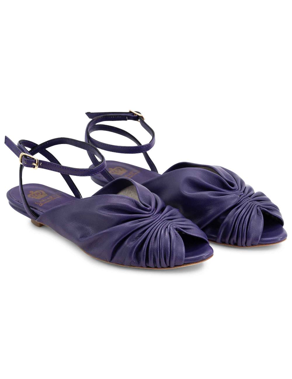 L'ARIANNA sandalo sp1596 da donna in pelle color viola plissè e cintuirno alla caviglia Negozio