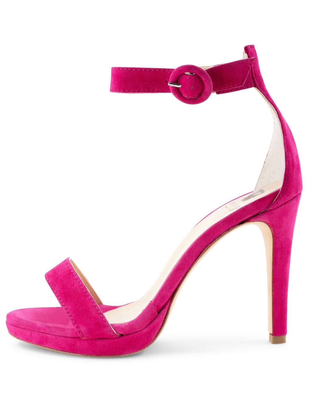 L'ARIANNA Sandali DS7016 donna in camoscio fucsia tacco alto e cinturino alla caviglia In Saldo