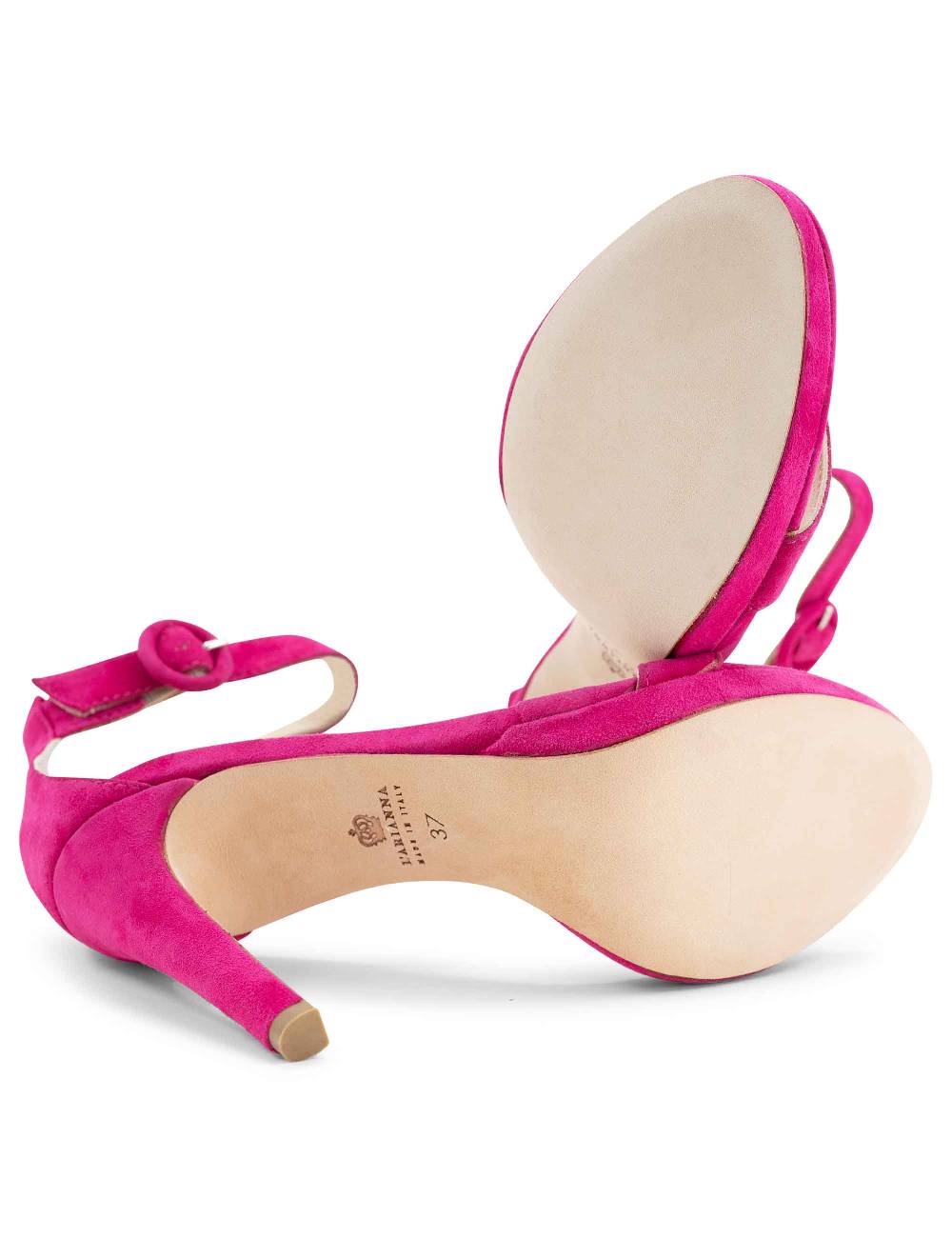 L'ARIANNA Sandali DS7016 donna in camoscio fucsia tacco alto e cinturino alla caviglia In Saldo