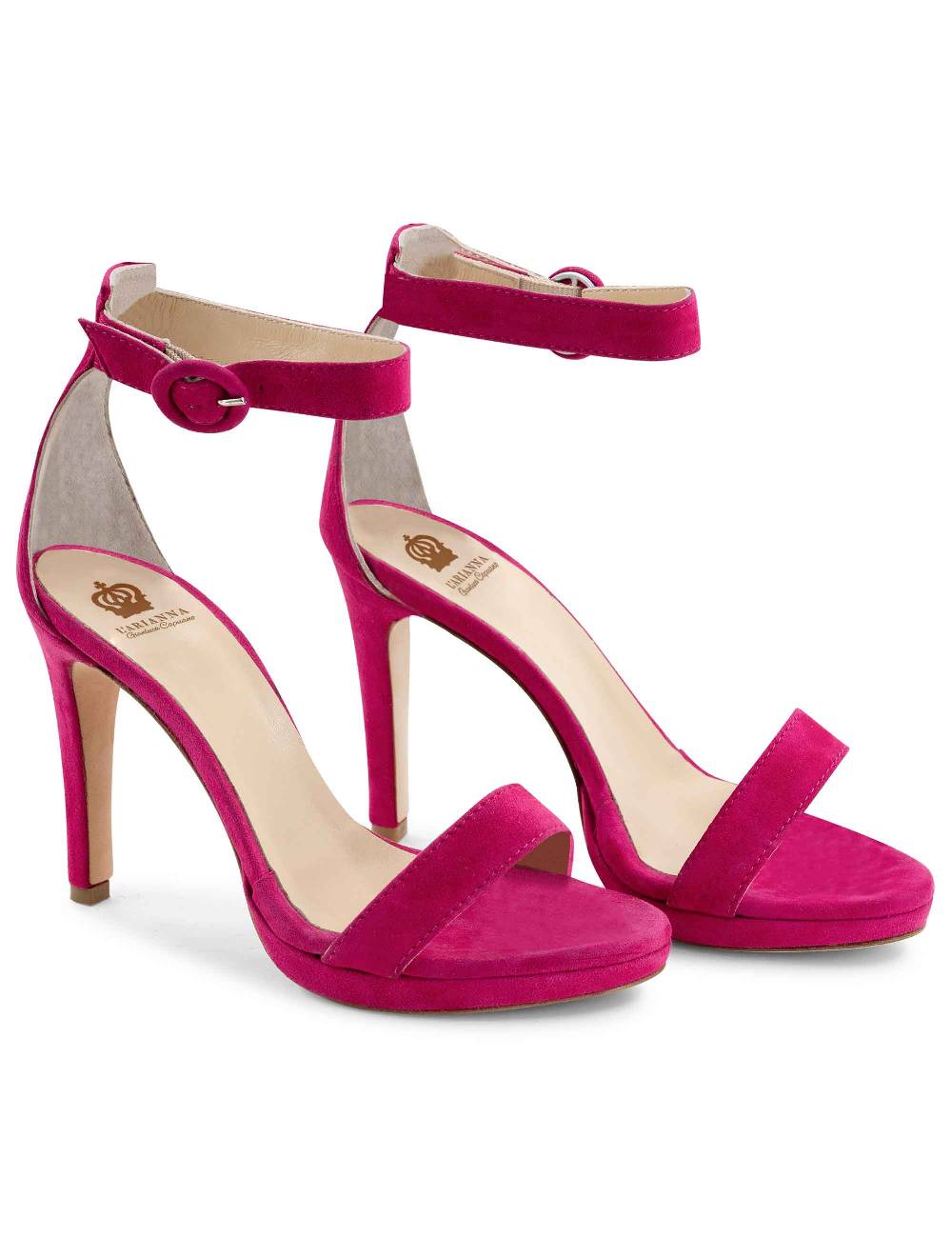 L'ARIANNA Sandali DS7016 donna in camoscio fucsia tacco alto e cinturino alla caviglia In Saldo