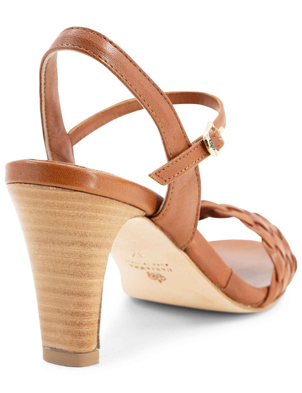 L'ARIANNA Sandali Ds1733/c donna in cuoio con cinturino alla caviglia e fascia intrecciata anteriore Moda