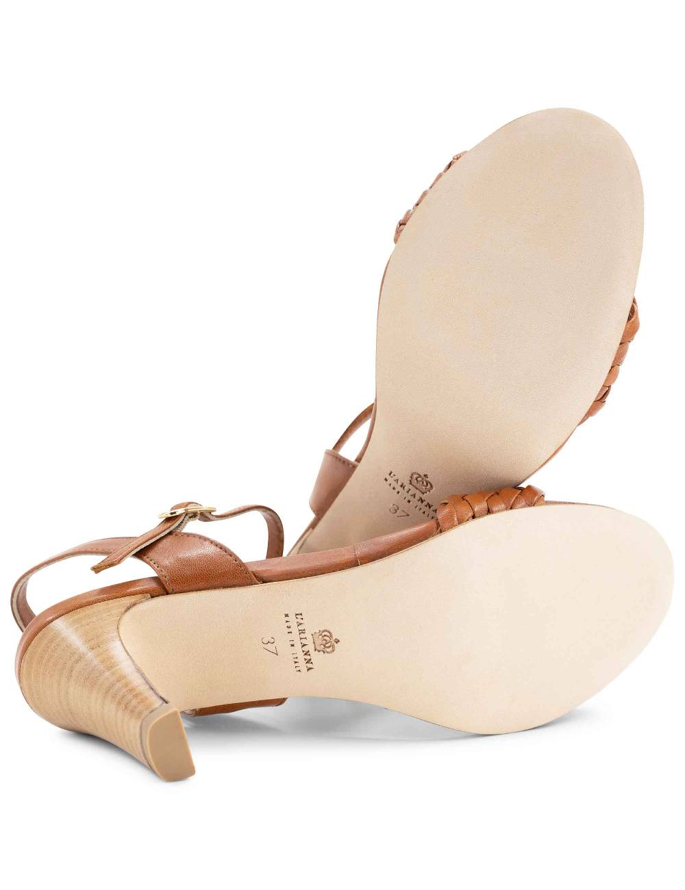 L'ARIANNA Sandali Ds1733/c donna in cuoio con cinturino alla caviglia e fascia intrecciata anteriore Moda