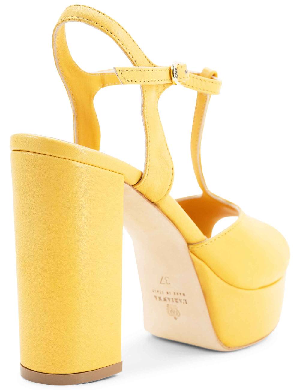 L'ARIANNA Sandali ds7010 donna in pelle color giallo con cinturino tacco alto e plateau 2025