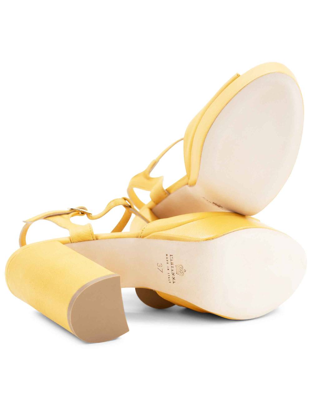 L'ARIANNA Sandali ds7010 donna in pelle color giallo con cinturino tacco alto e plateau 2025