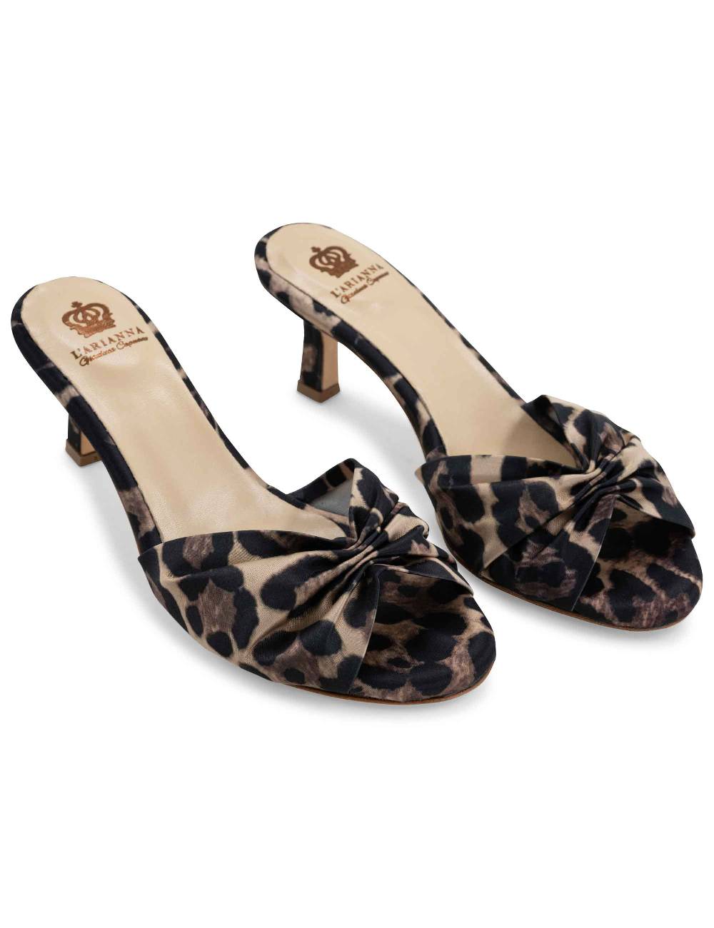 L'ARIANNA Sandali ds1649/rt donna inraso animalier color nero con tacco basso Italia