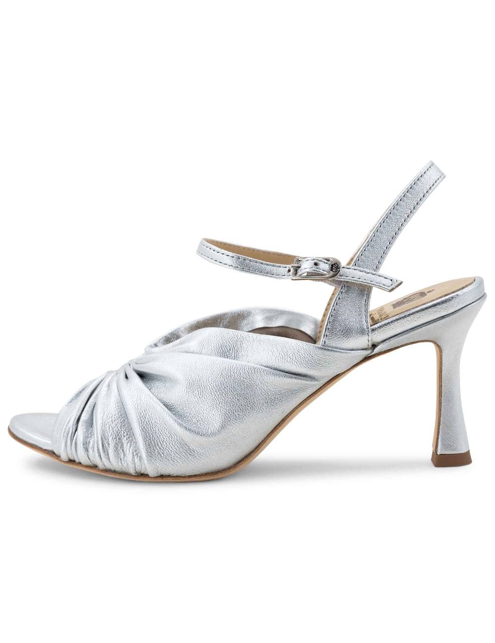 L'ARIANNA Sandali ds1535/rt donna in pelle argento con suola in cuoio In Linea