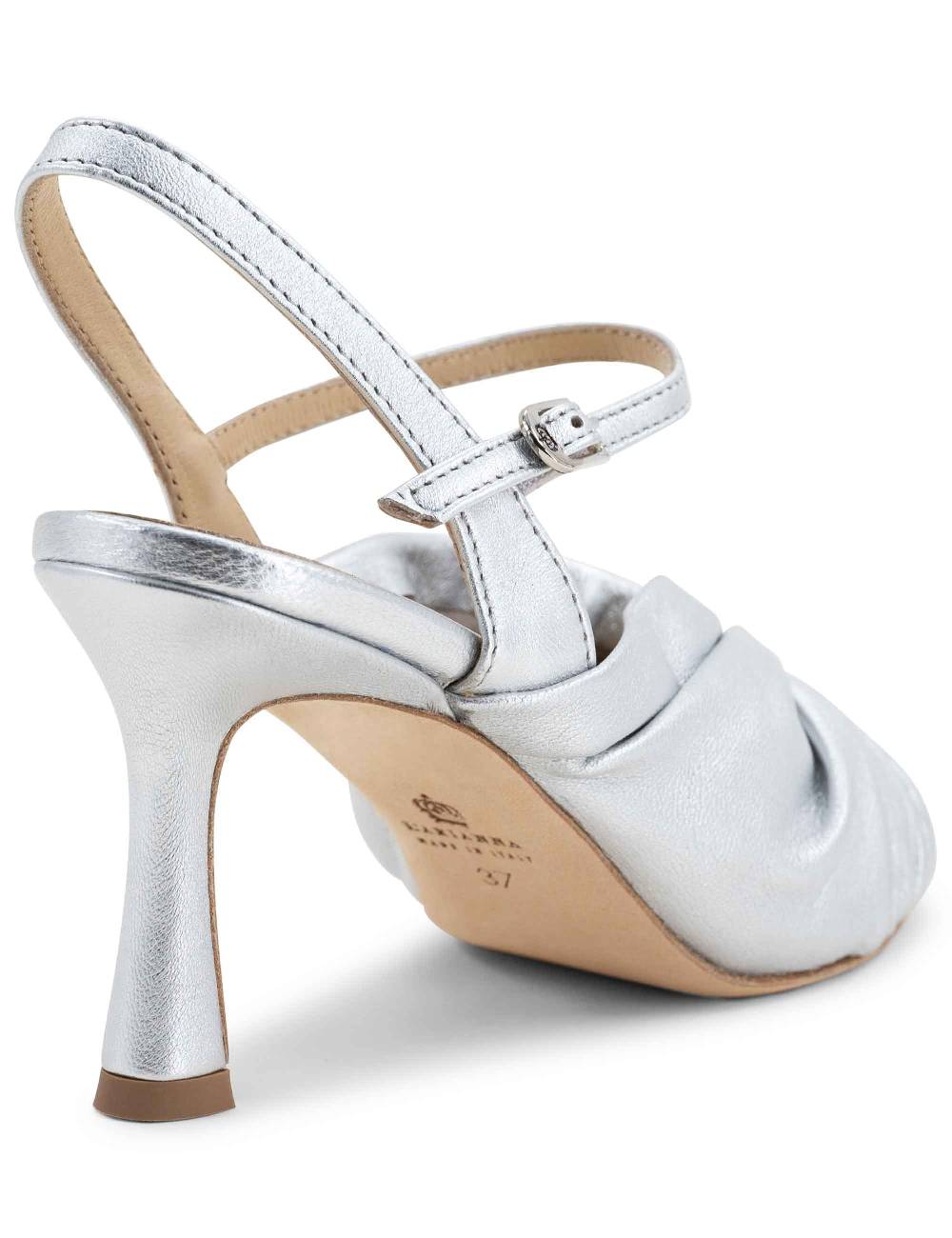 L'ARIANNA Sandali ds1535/rt donna in pelle argento con suola in cuoio In Linea