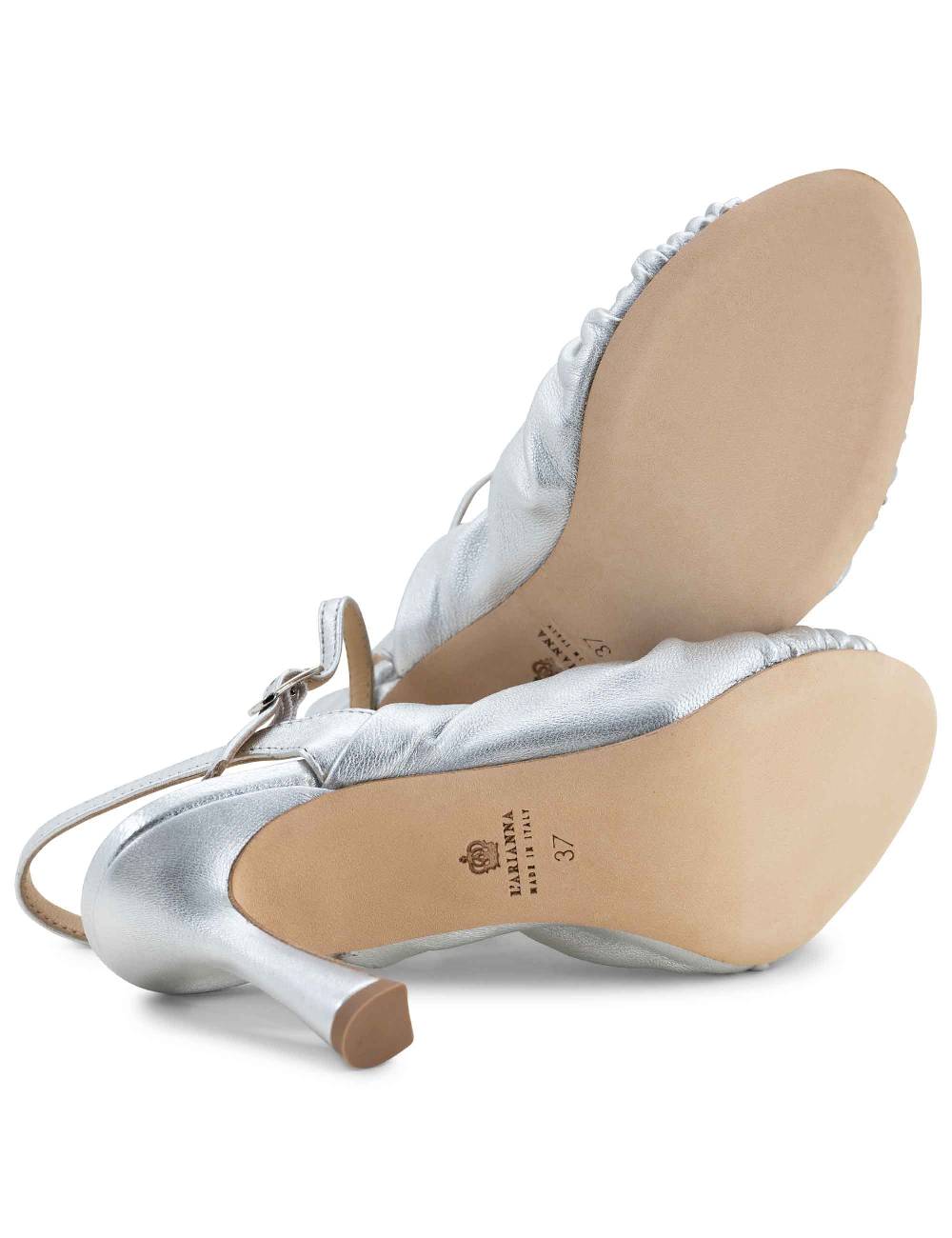 L'ARIANNA Sandali ds1535/rt donna in pelle argento con suola in cuoio In Linea