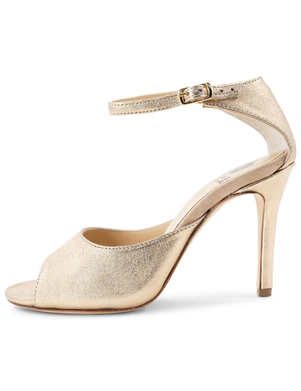 L'ARIANNA Sandali DS1518 donna in pelle laminata nude con tacco alto e cinturino alla caviglia L'Arianna Soddisfazione Garantita
