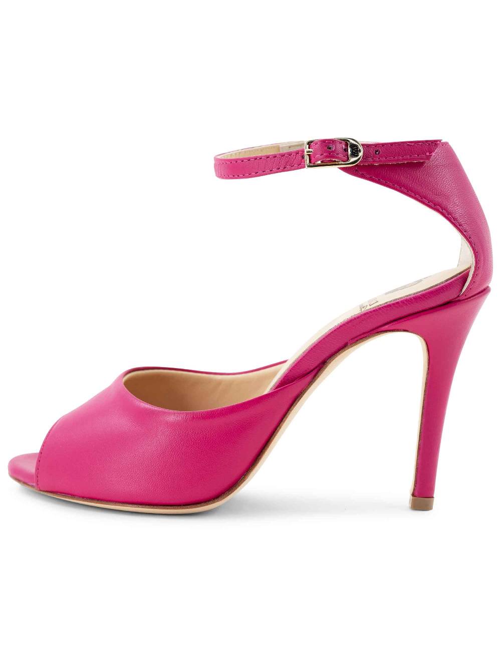 L'ARIANNA Sandali DS1518 donna in pelle fucsia con tacco alto e cinturino alla caviglia L'Arianna Qualità Garantita