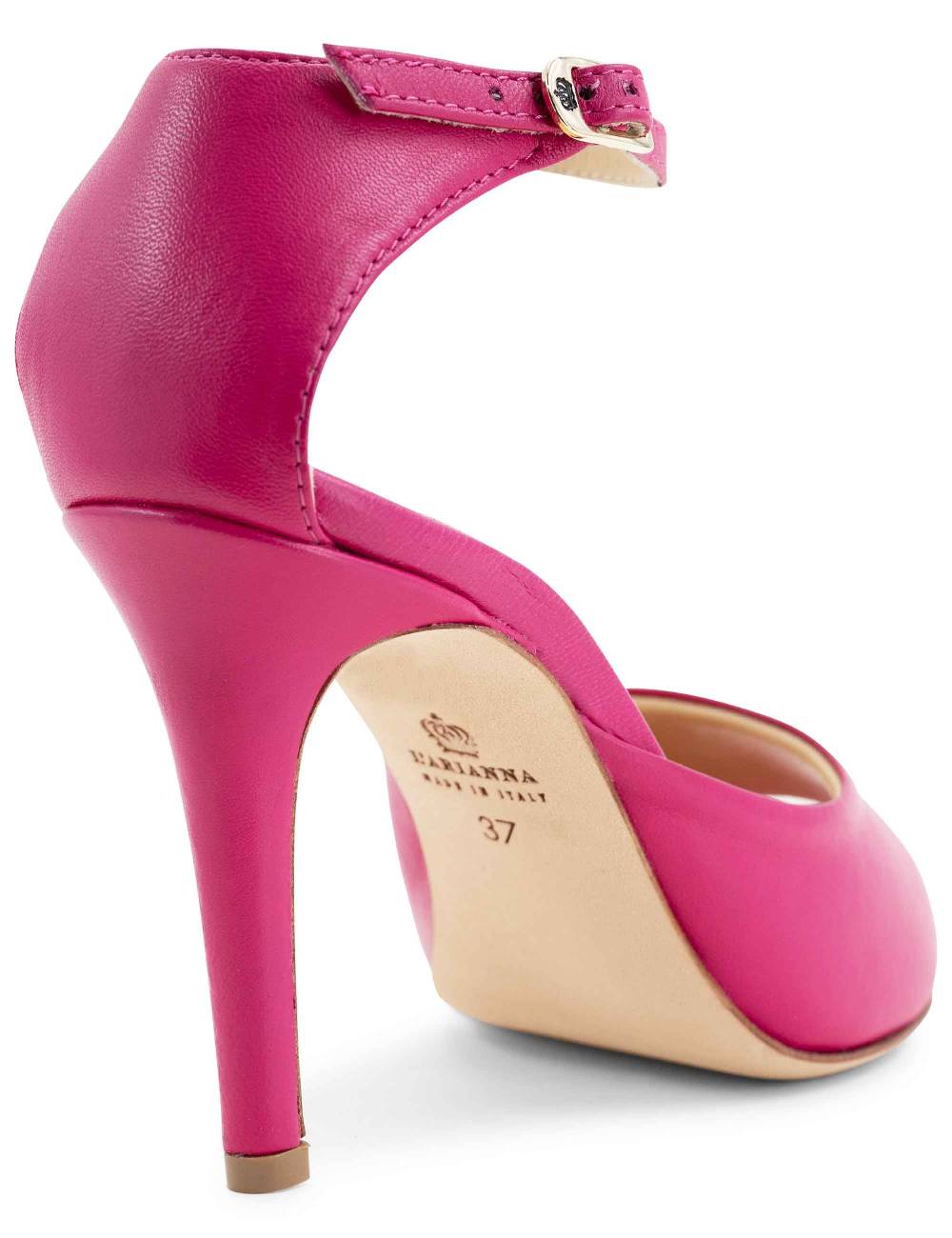 L'ARIANNA Sandali DS1518 donna in pelle fucsia con tacco alto e cinturino alla caviglia L'Arianna Qualità Garantita