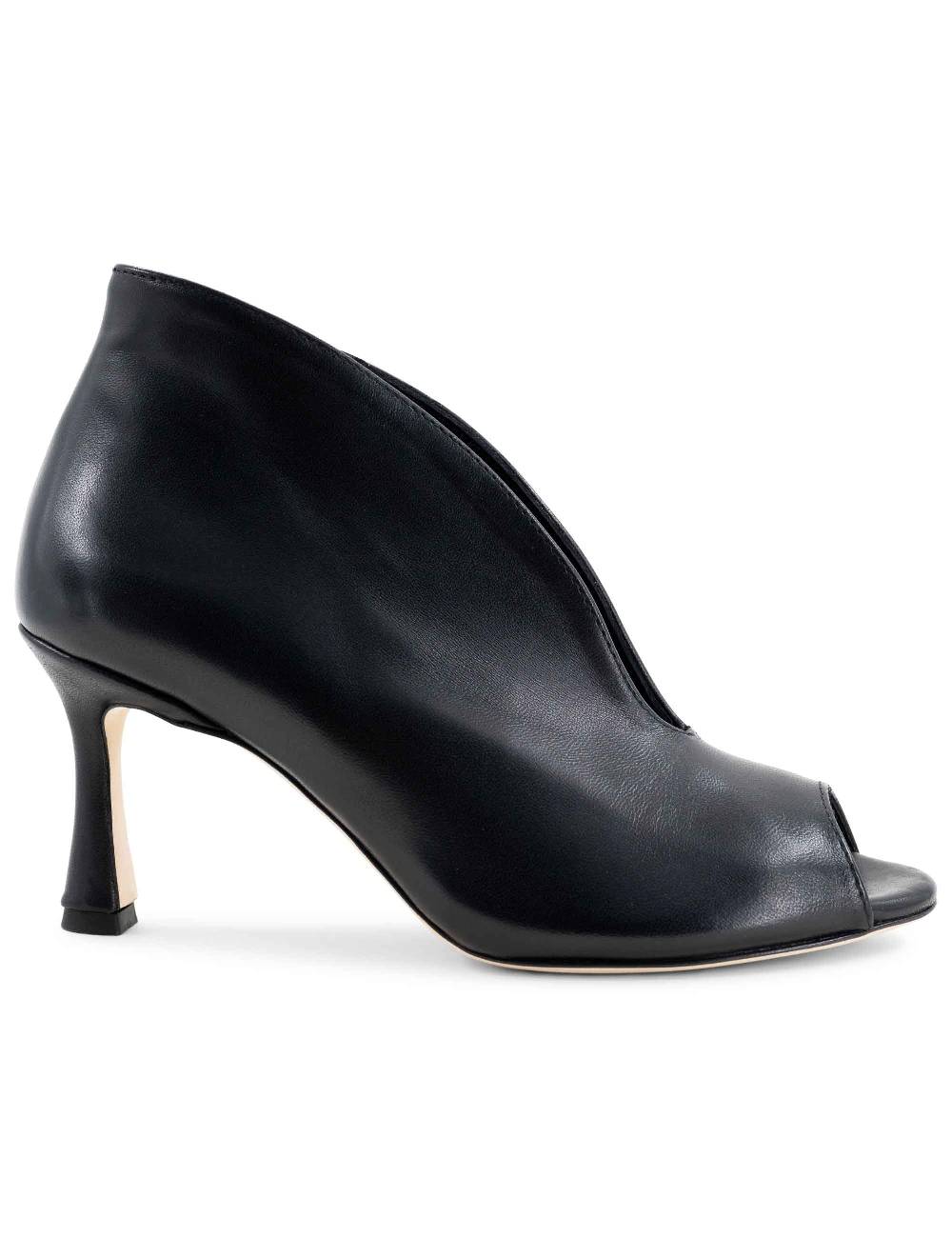 L'ARIANNA tronchetti sp8004 open toe donna in pelle nera con tacco alto