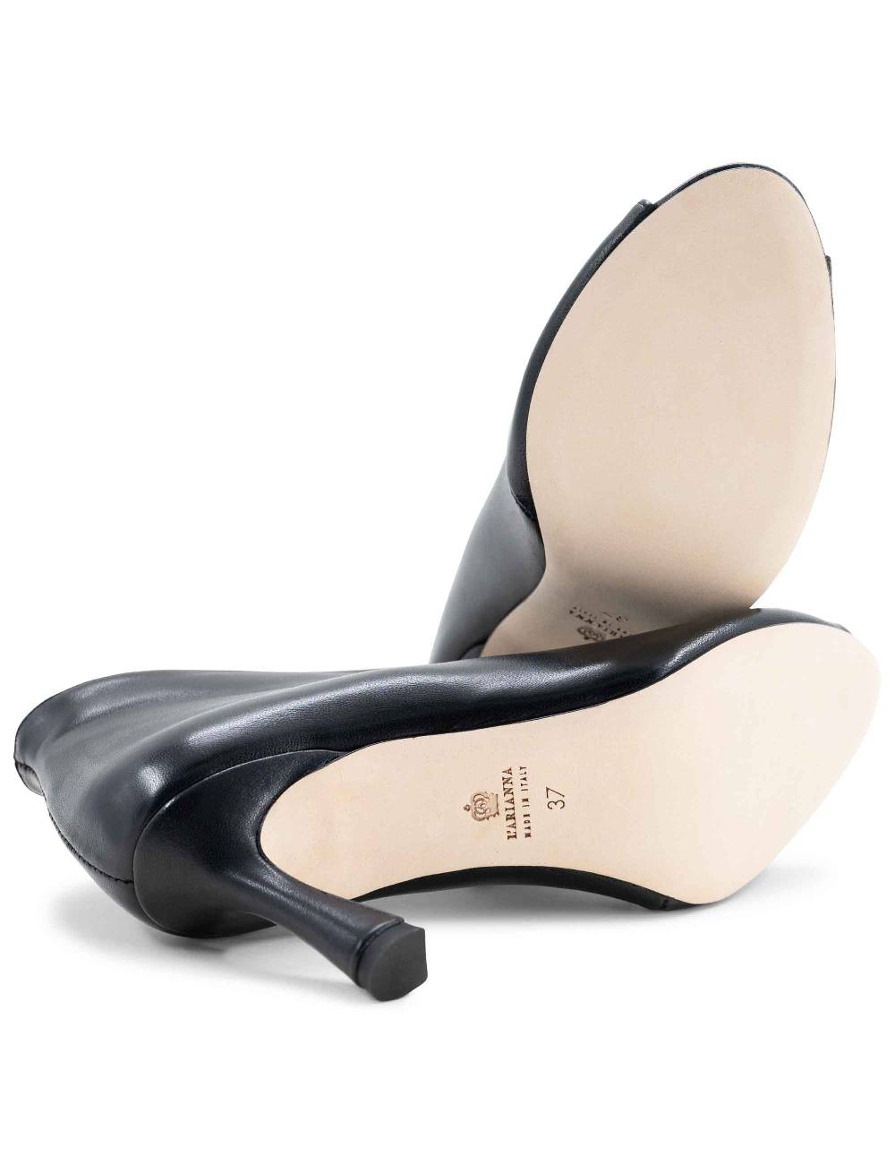 L'ARIANNA tronchetti sp8004 open toe donna in pelle nera con tacco alto Affare Del Giorno